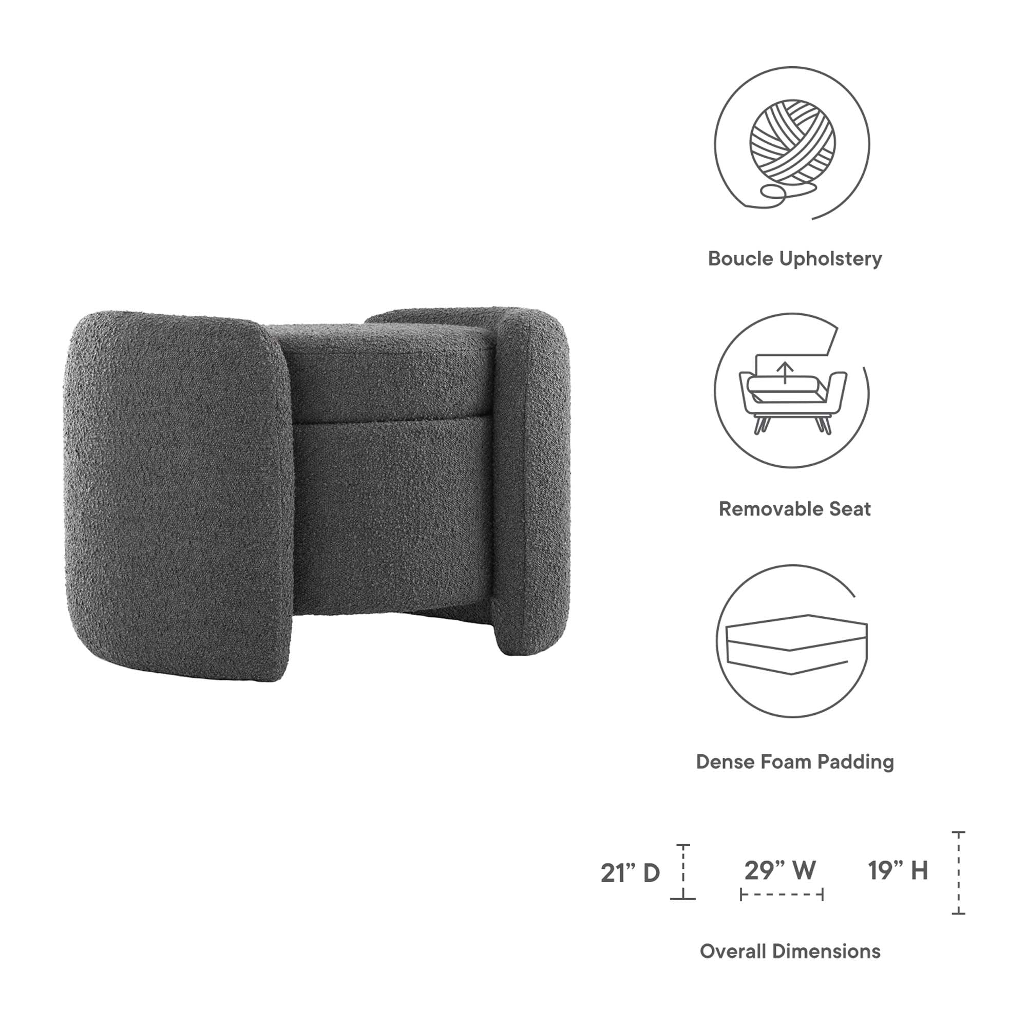 Nebula Boucle Upholstered Ottoman - Ivory