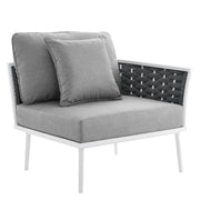 Stance Outdoor Patio Aluminum Right-Facing Armchair - White Gray