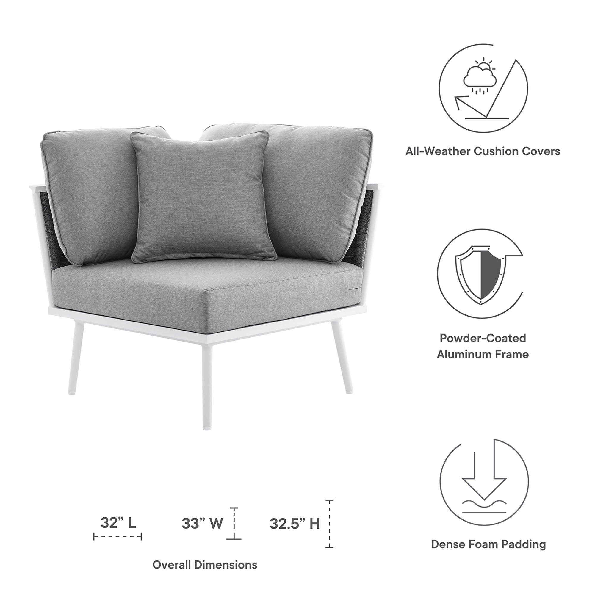 Stance Outdoor Patio Aluminum Corner Chair - White Navy