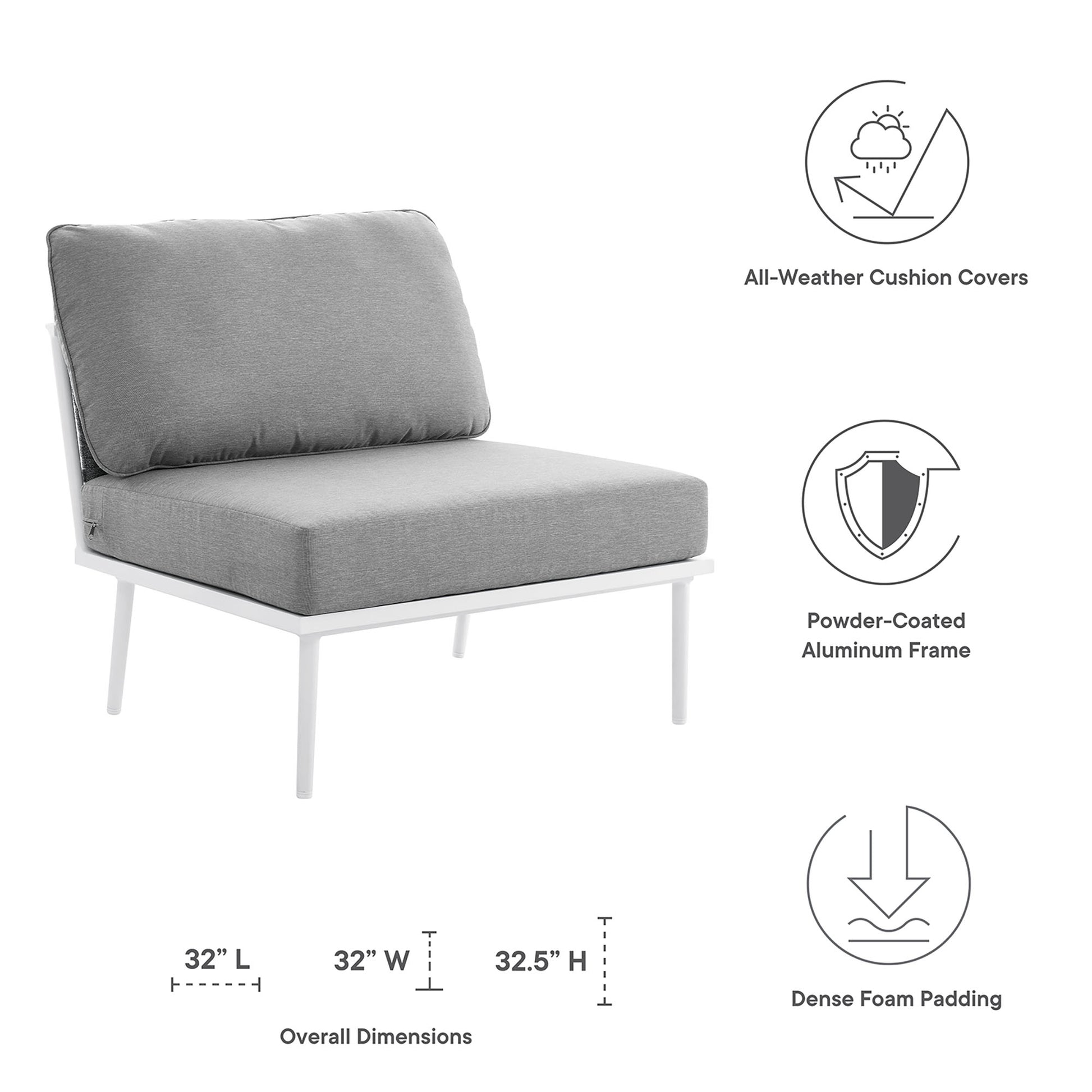 Stance Outdoor Patio Aluminum Armless Chair - White Navy