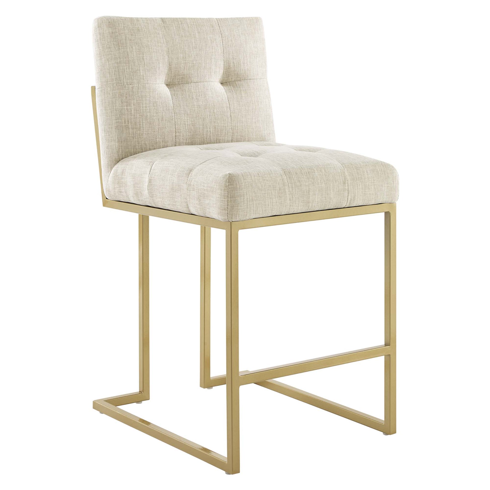 Privy Upholstered Fabric Counter Stool Set of 2 - Gold Light Gray