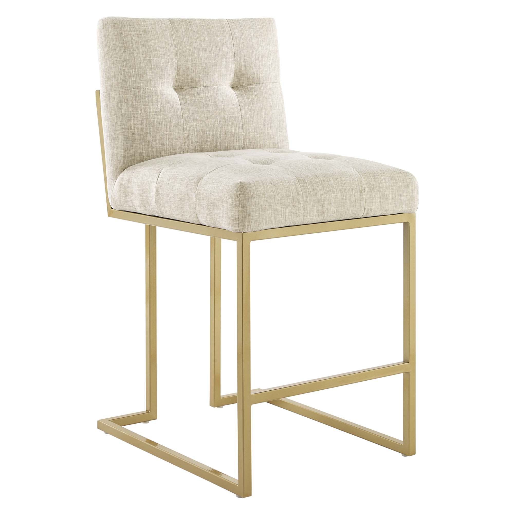 Privy Upholstered Fabric Counter Stool Set of 2 - Gold Light Gray