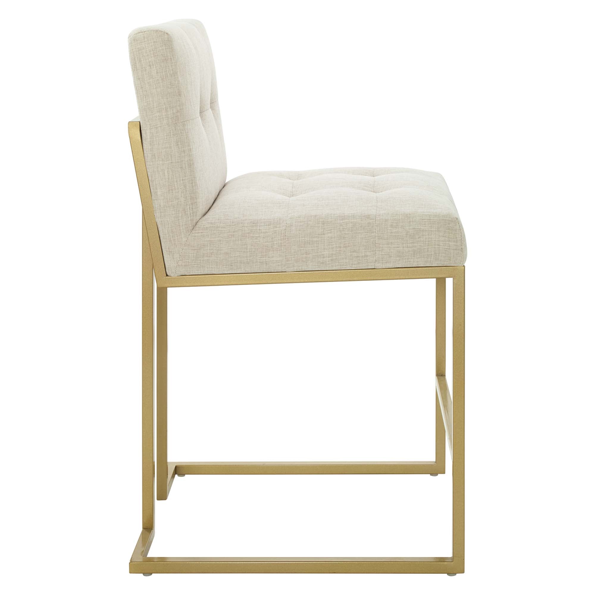 Privy Upholstered Fabric Counter Stool Set of 2 - Gold White