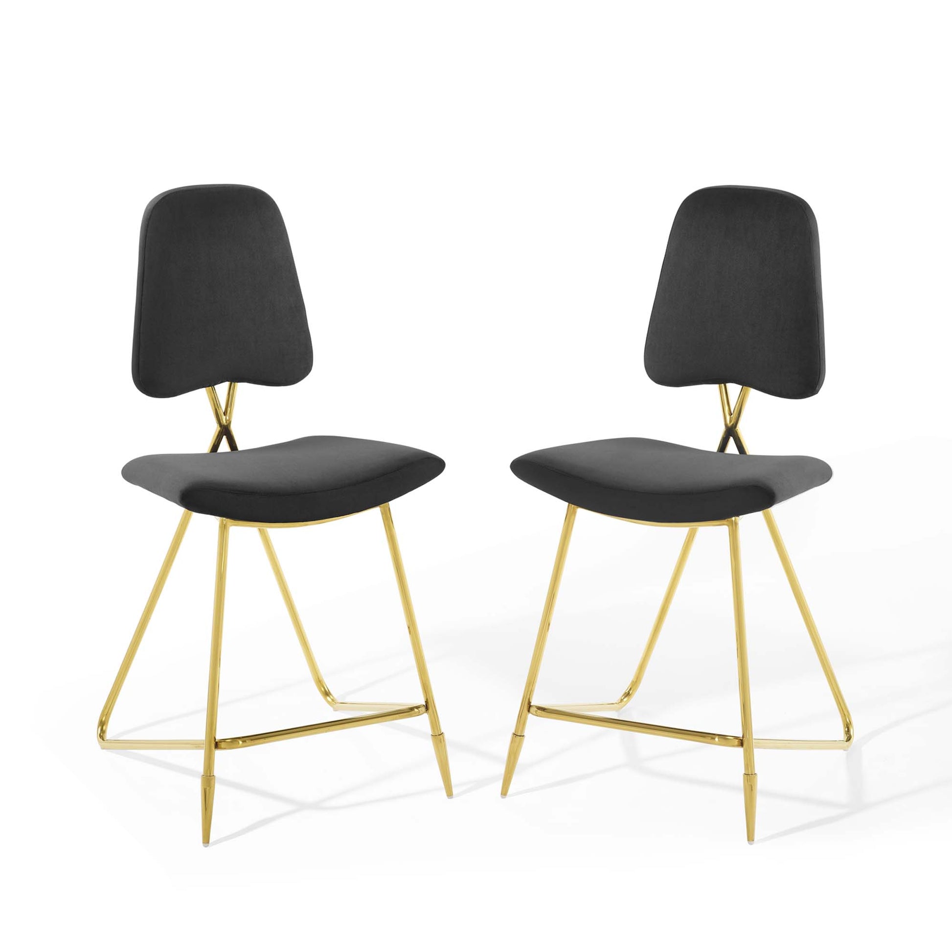 Ponder Counter Stool Performance Velvet Set of 2 - Black