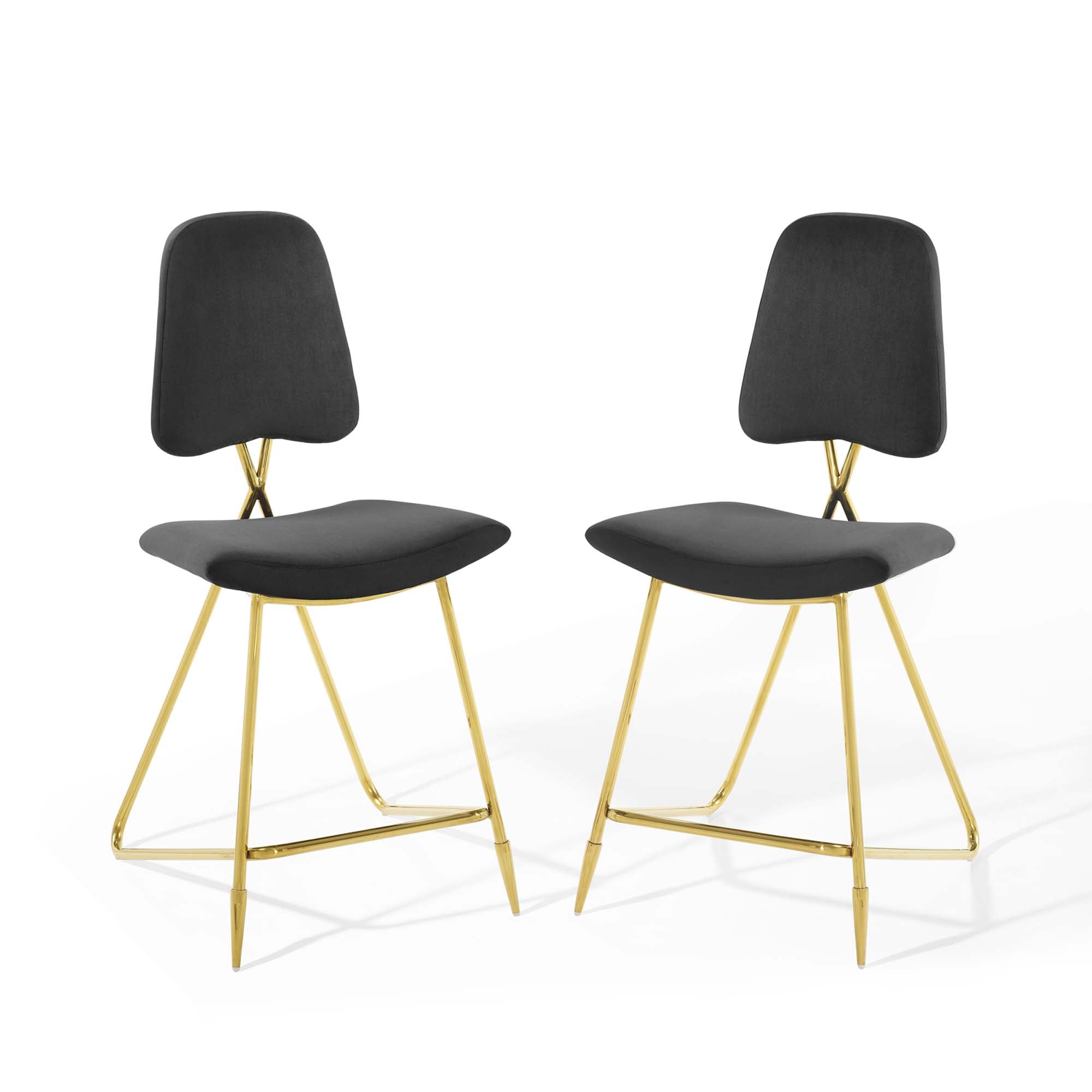 Ponder Counter Stool Performance Velvet Set of 2 - Black