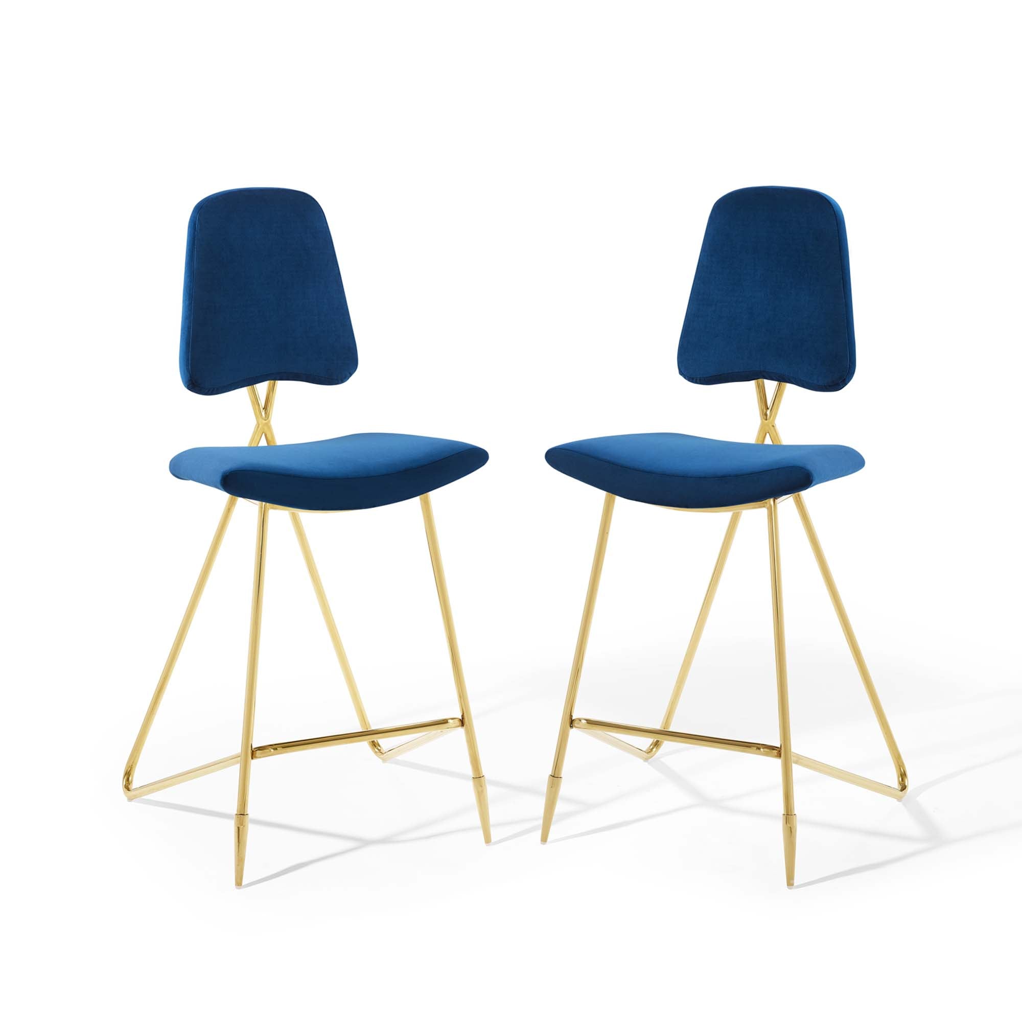 Ponder Performance Velvet Bar Stool Set of 2 - Navy