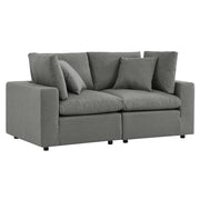Commix Overstuffed Outdoor Patio Loveseat - Charcoal