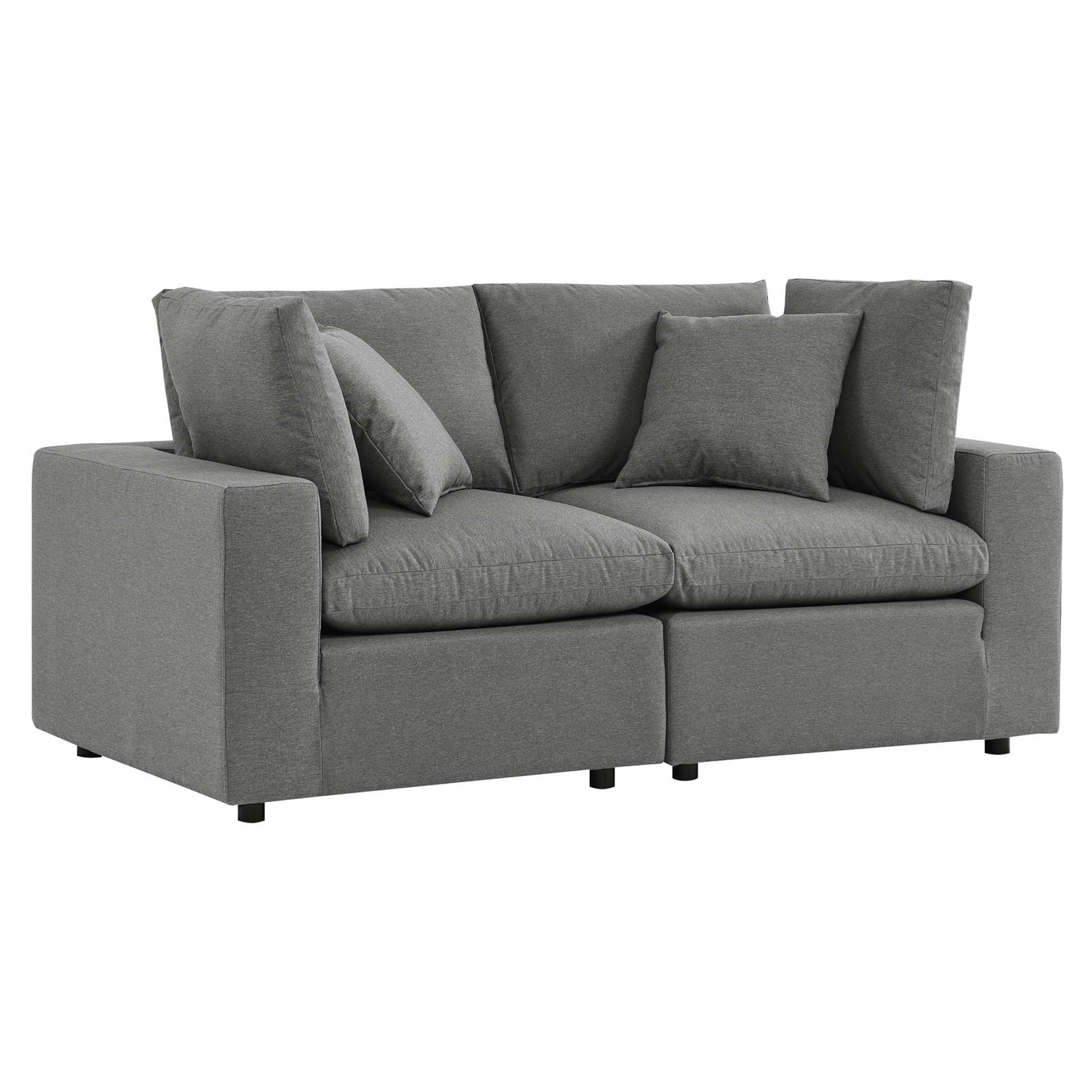 Commix Overstuffed Outdoor Patio Loveseat - Charcoal