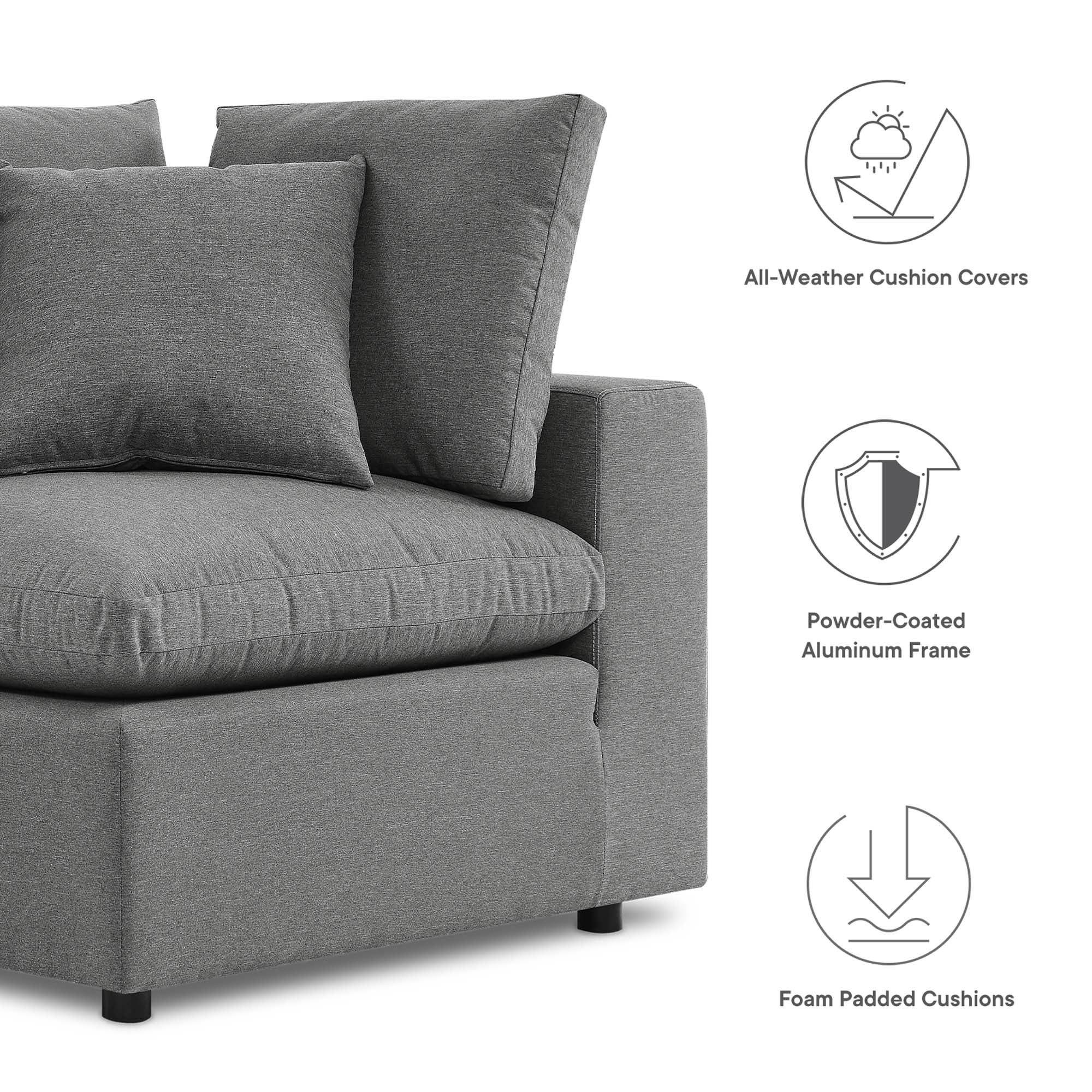 Commix Overstuffed Outdoor Patio Loveseat - Navy