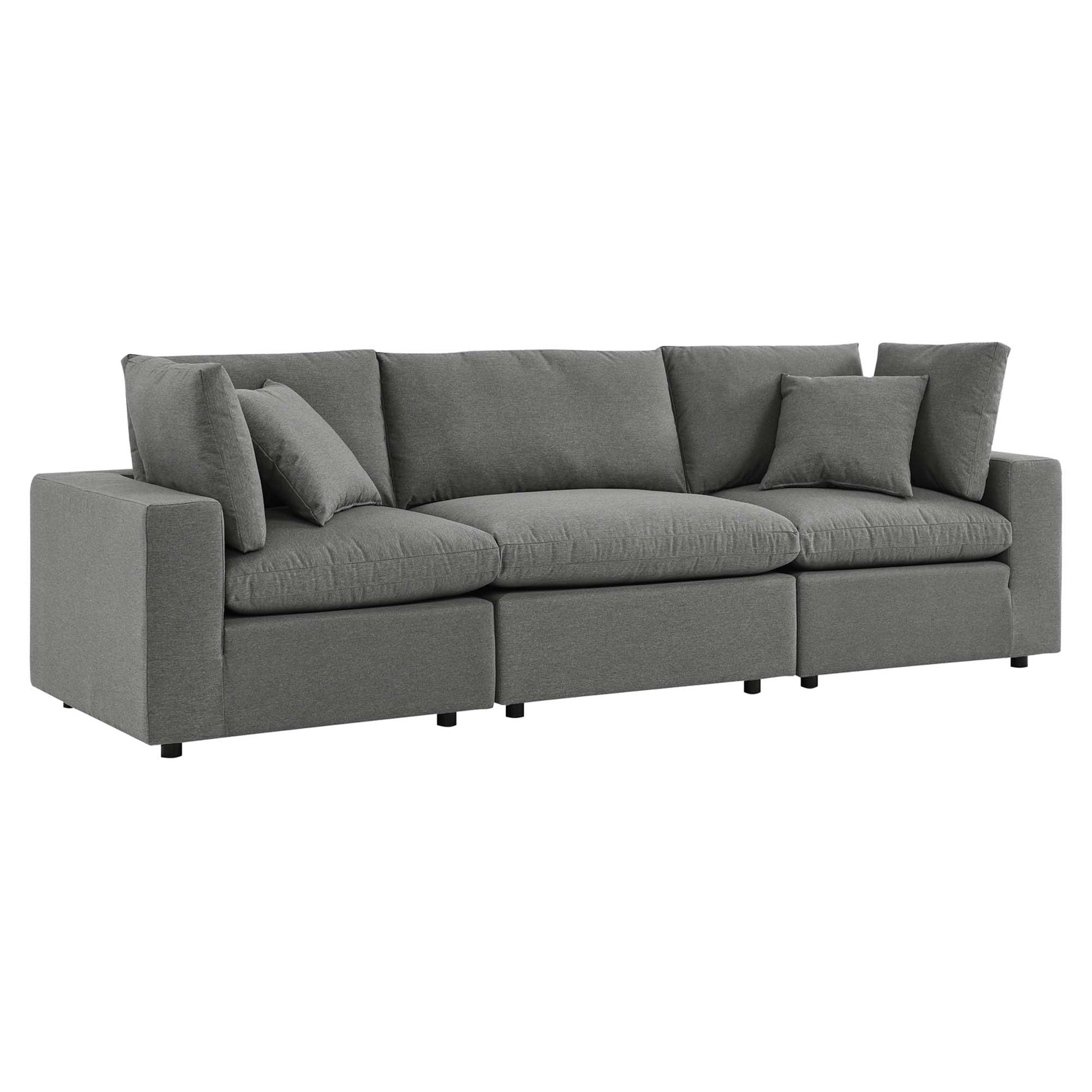 Commix Overstuffed Outdoor Patio Sofa - Charcoal