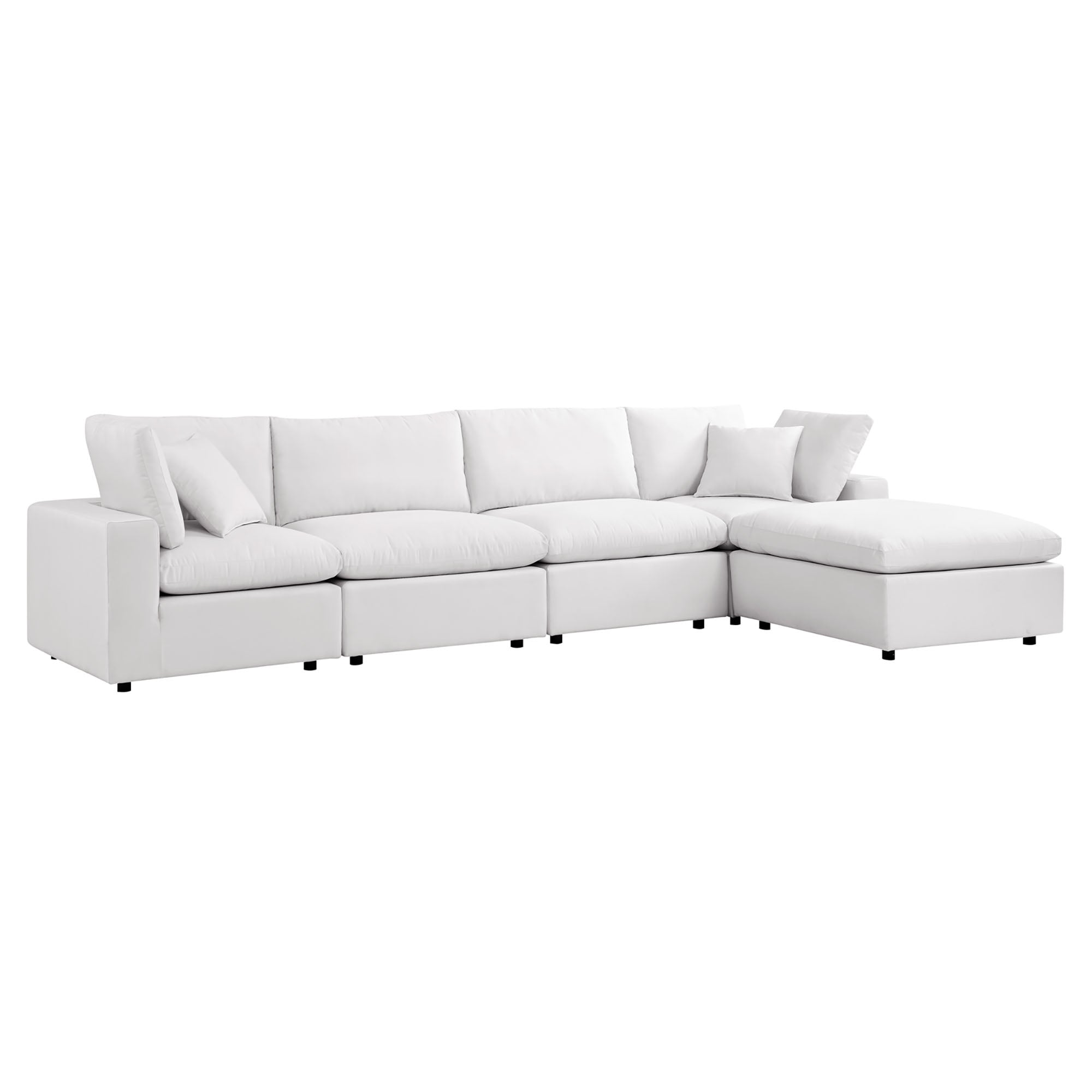 Commix 5-Piece Outdoor Patio Sectional Sofa - White