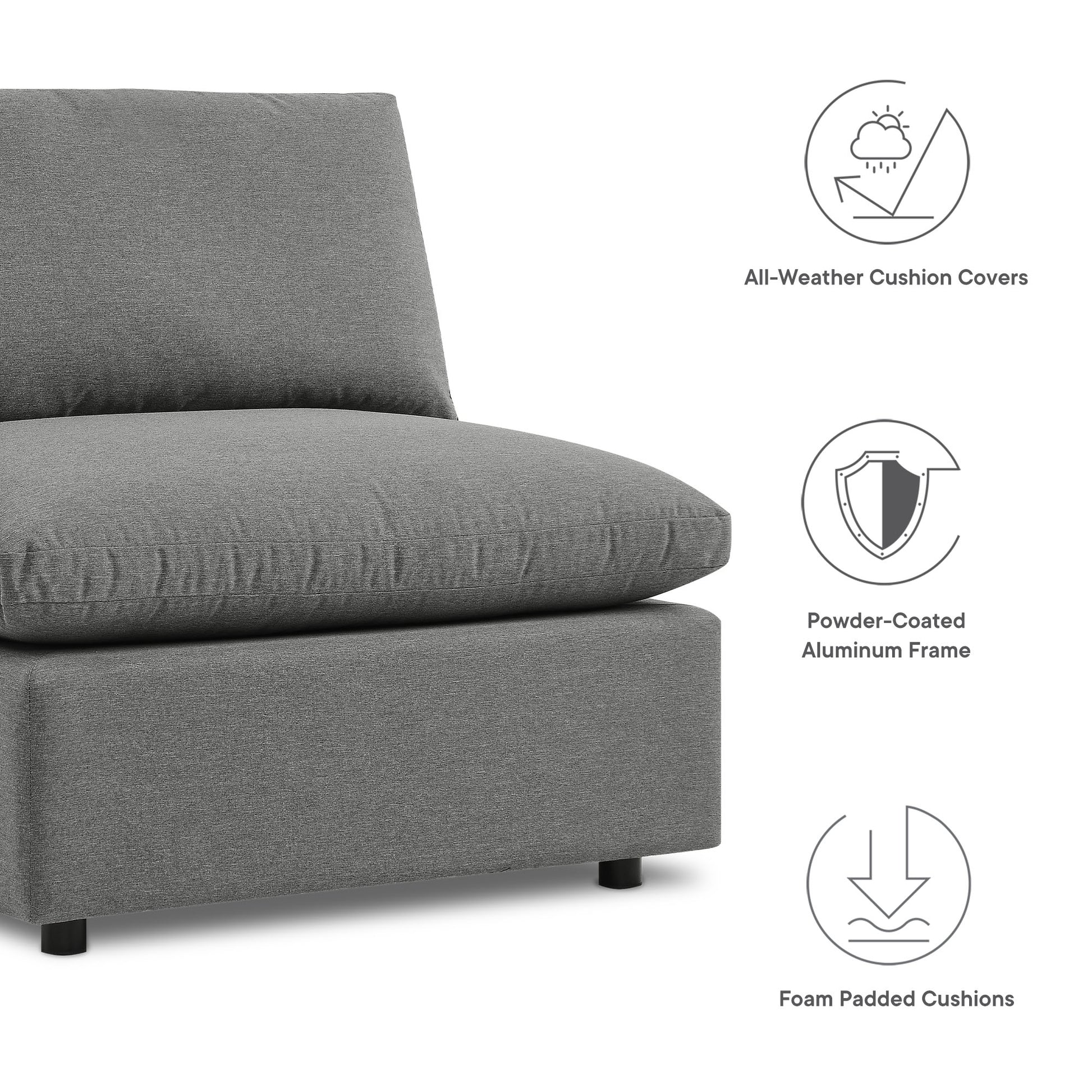 Commix 5-Piece Outdoor Patio Sectional Sofa - White