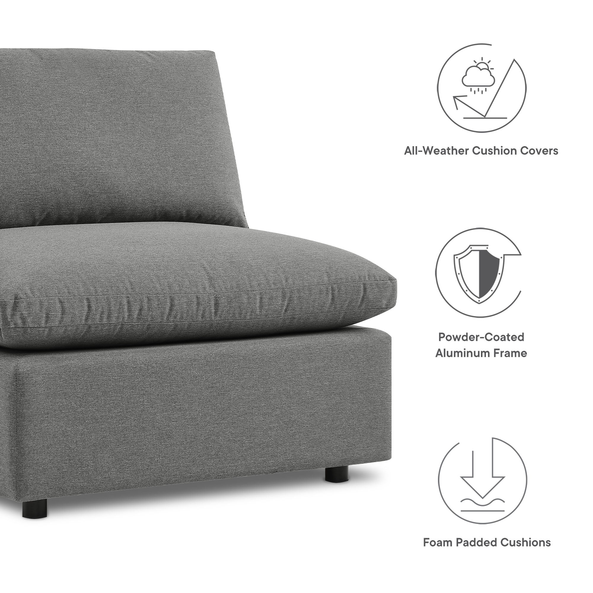 Commix 5-Piece Outdoor Patio Sectional Sofa - White