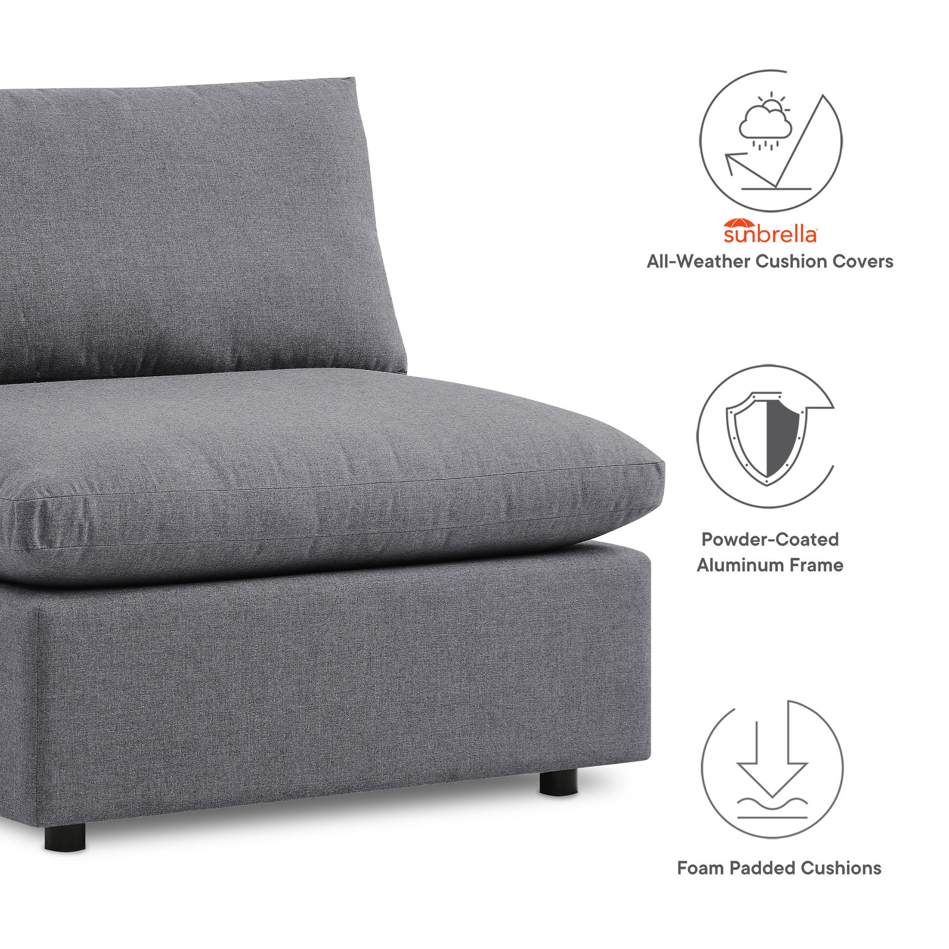 Commix 5-Piece Sunbrella® Outdoor Patio Sectional Sofa - White