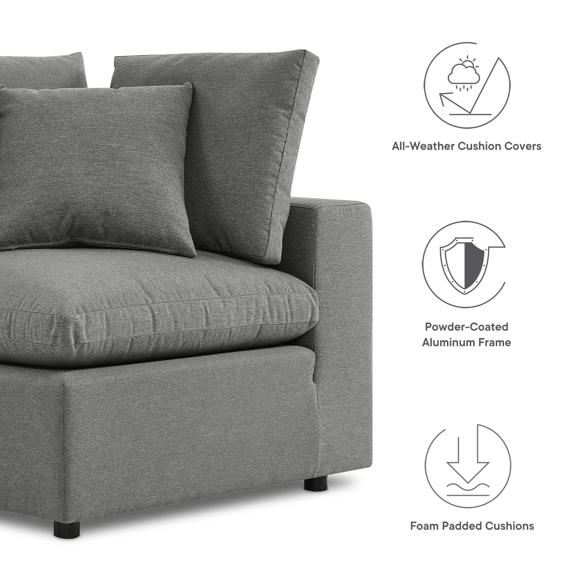 Commix 5-Piece Outdoor Patio Sectional Sofa - White