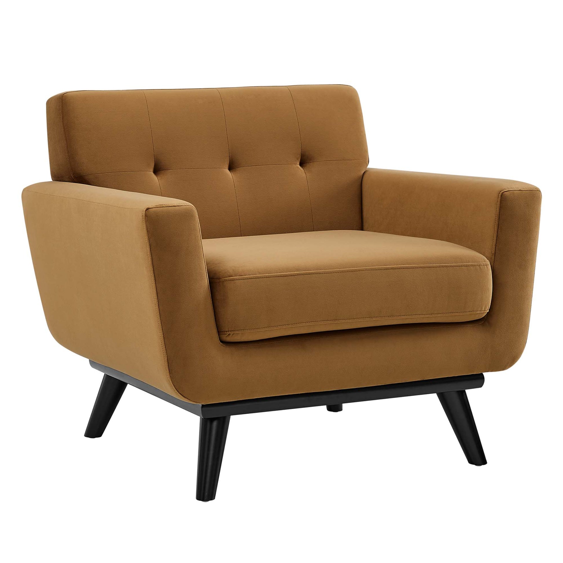Engage Performance Velvet Armchair - Cognac