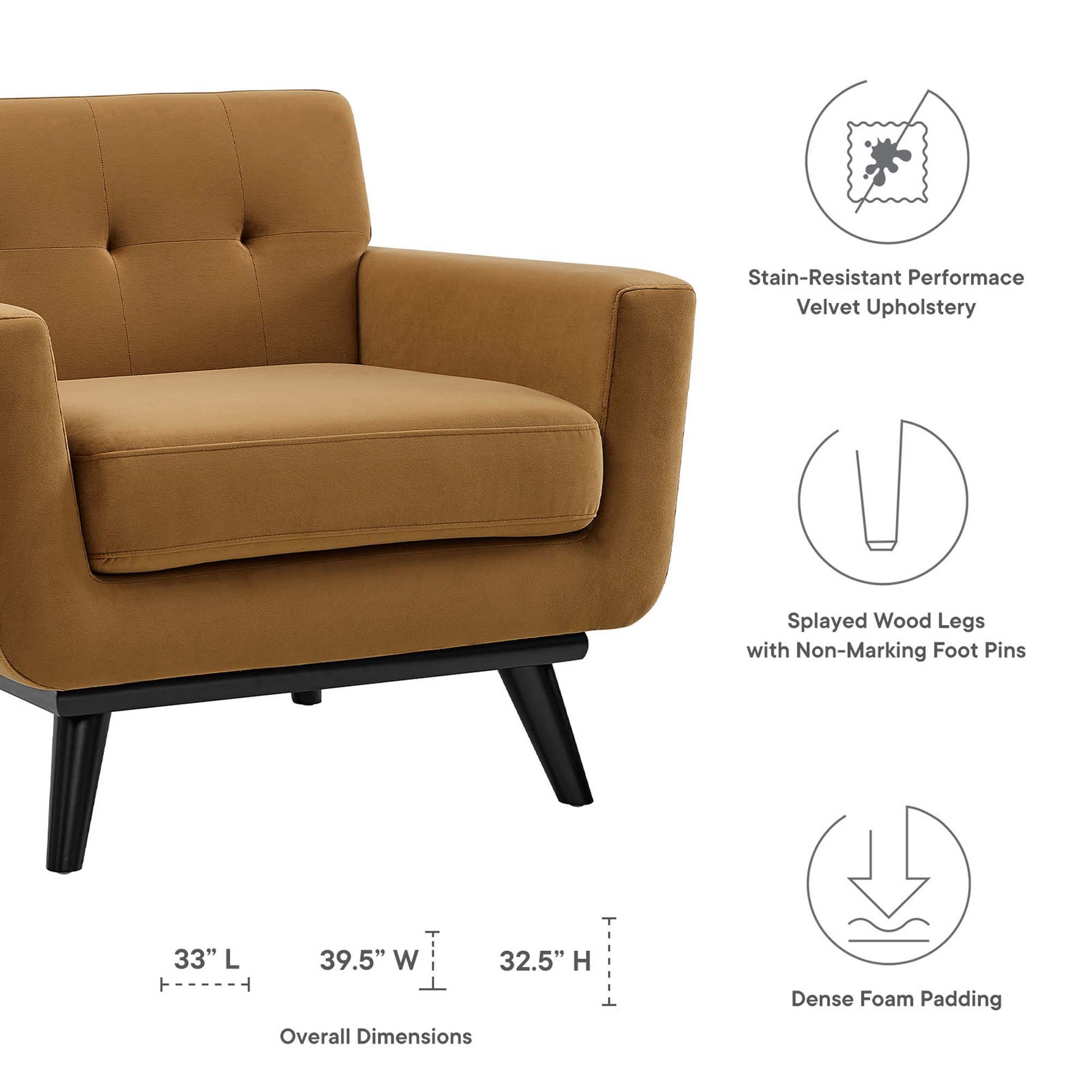 Engage Performance Velvet Armchair - Dusty Rose
