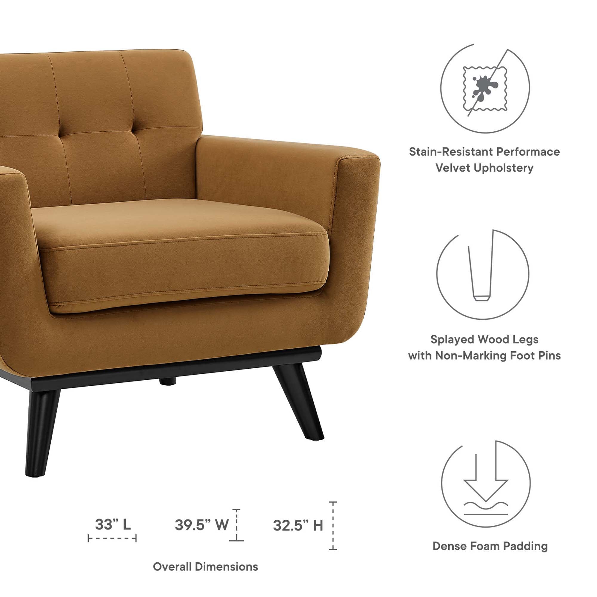 Engage Performance Velvet Armchair - Dusty Rose