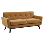 Engage Performance Velvet Loveseat - Cognac