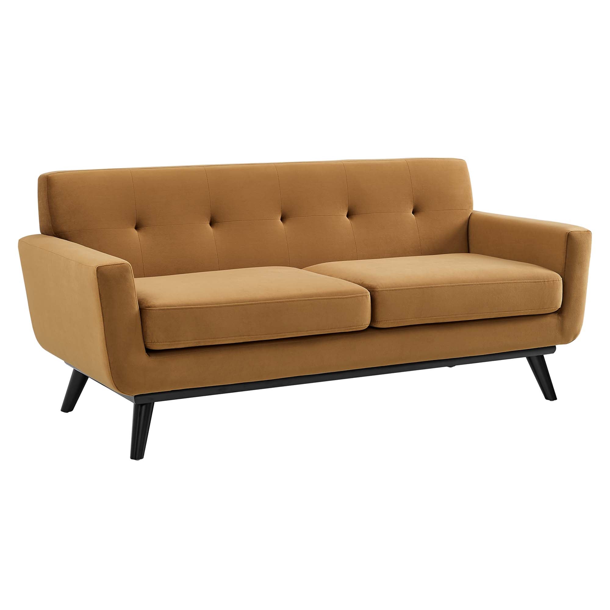 Engage Performance Velvet Loveseat - Cognac