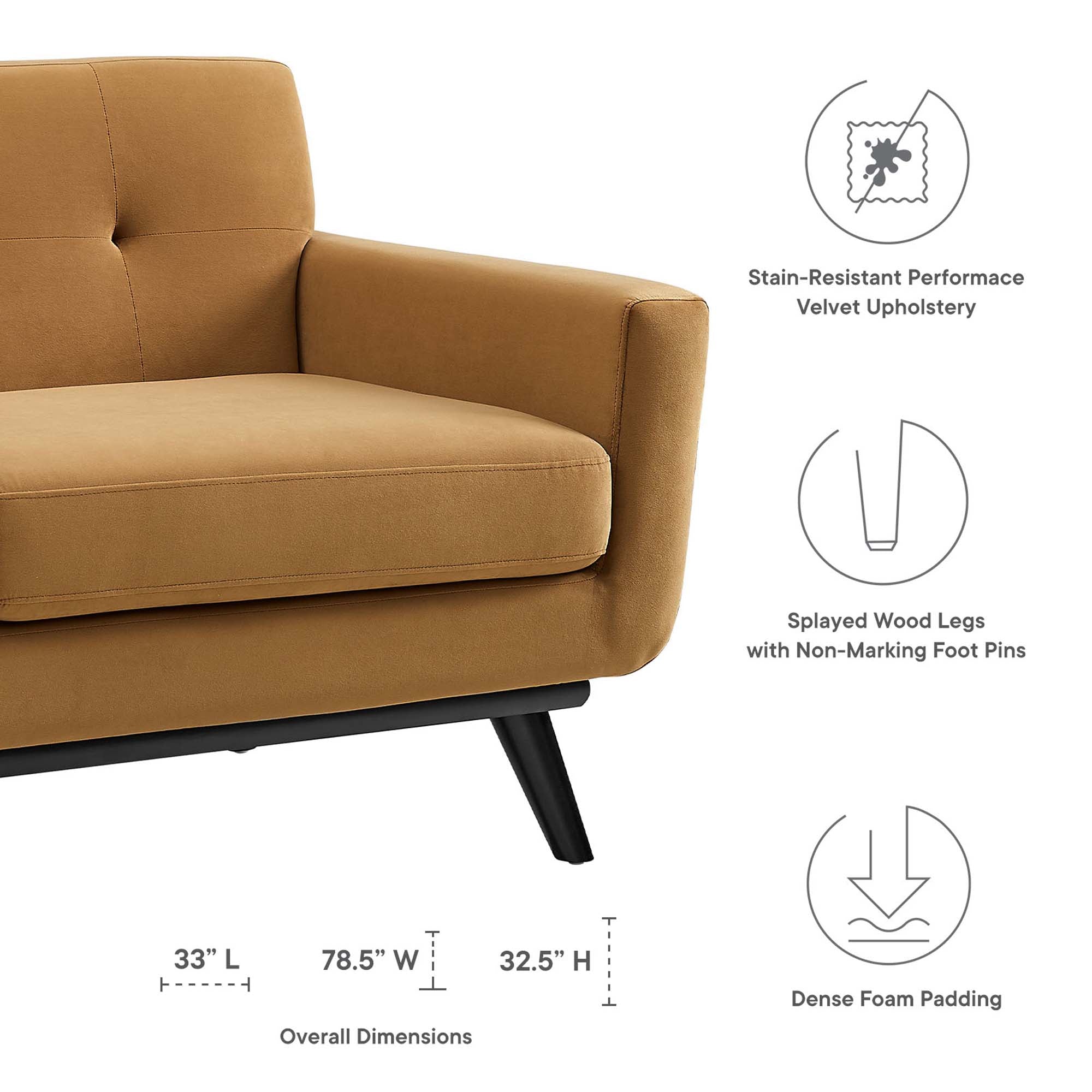 Engage Performance Velvet Loveseat - Dusty Rose