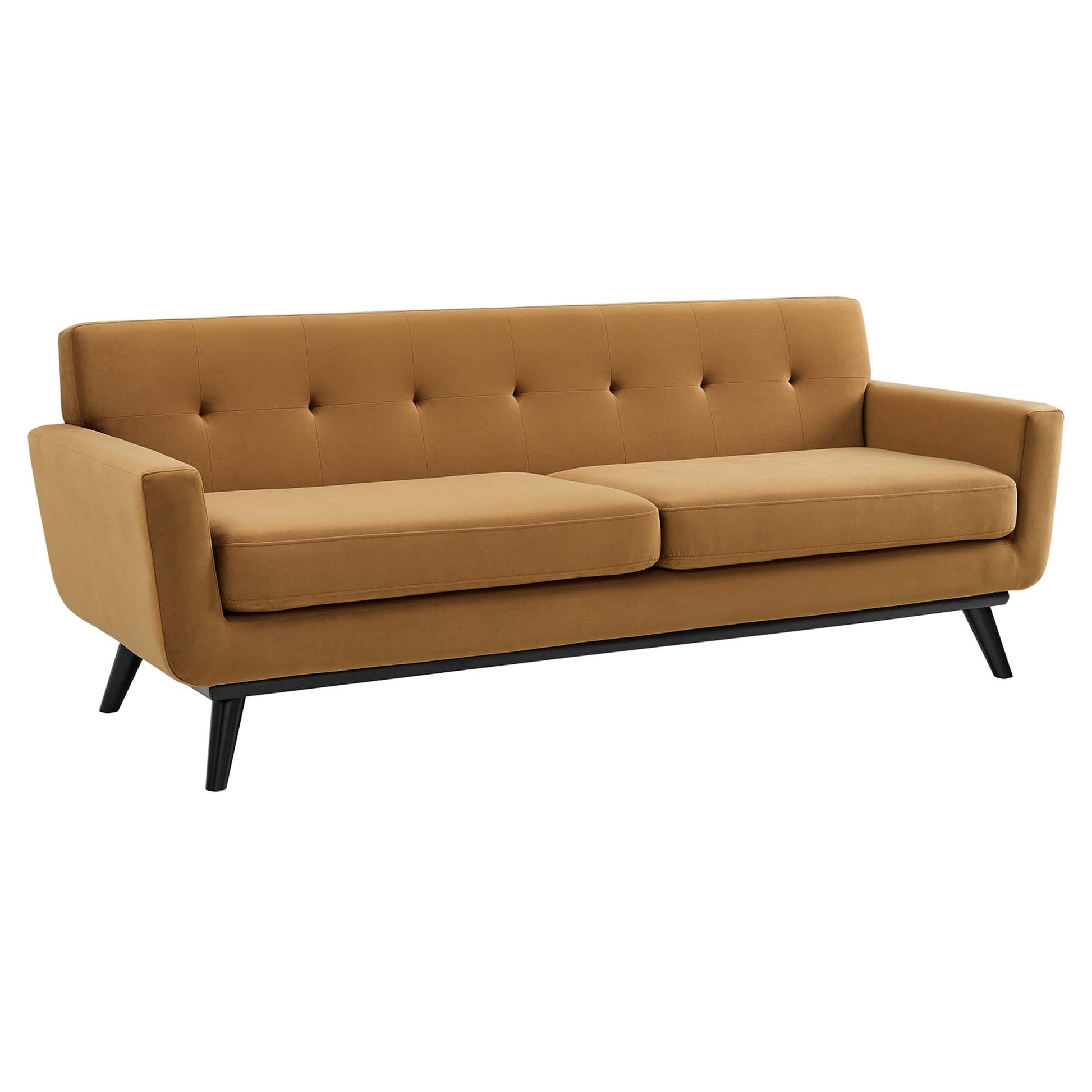 Engage Performance Velvet Sofa - Cognac