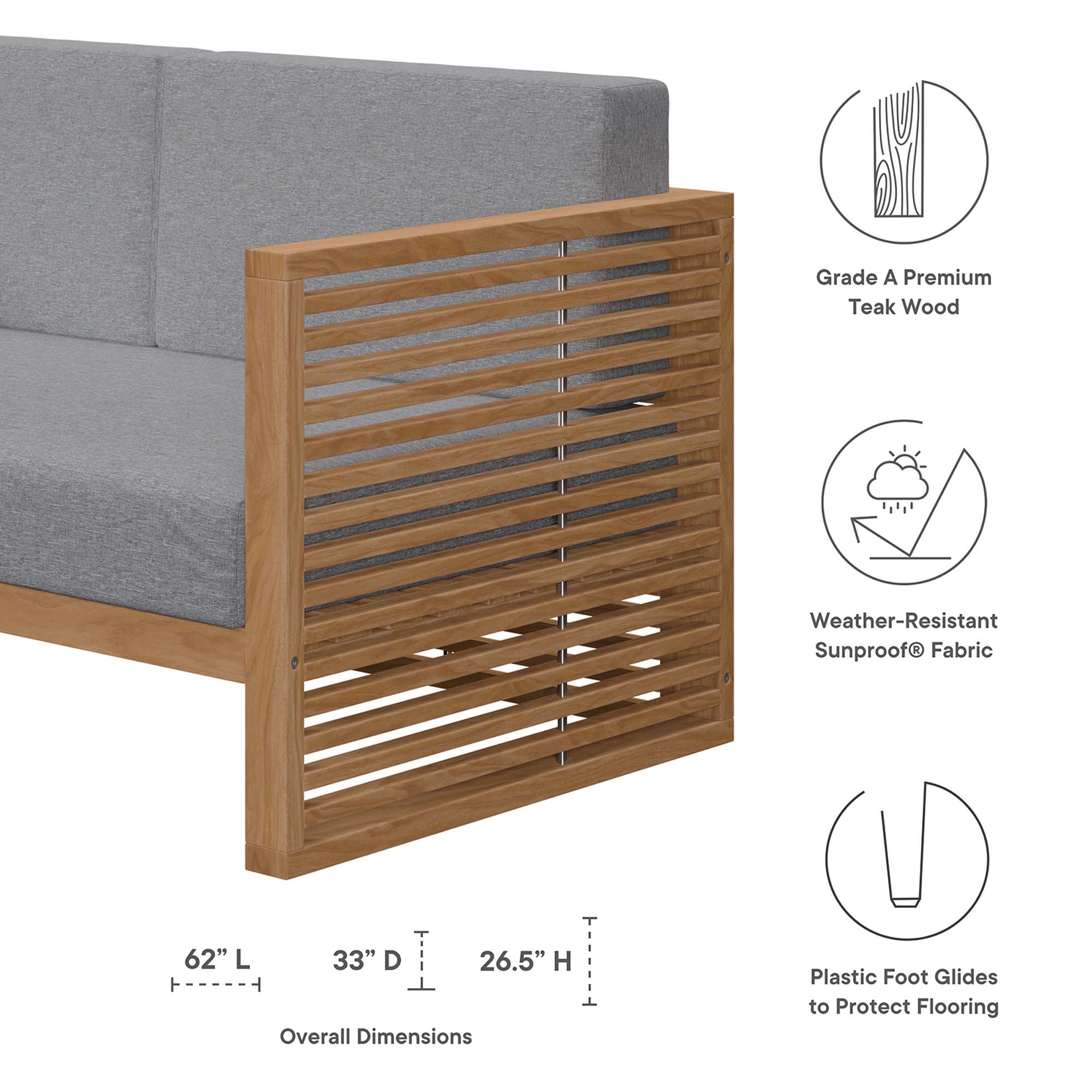 Carlsbad Teak Wood Outdoor Patio Loveseat - Natural Navy