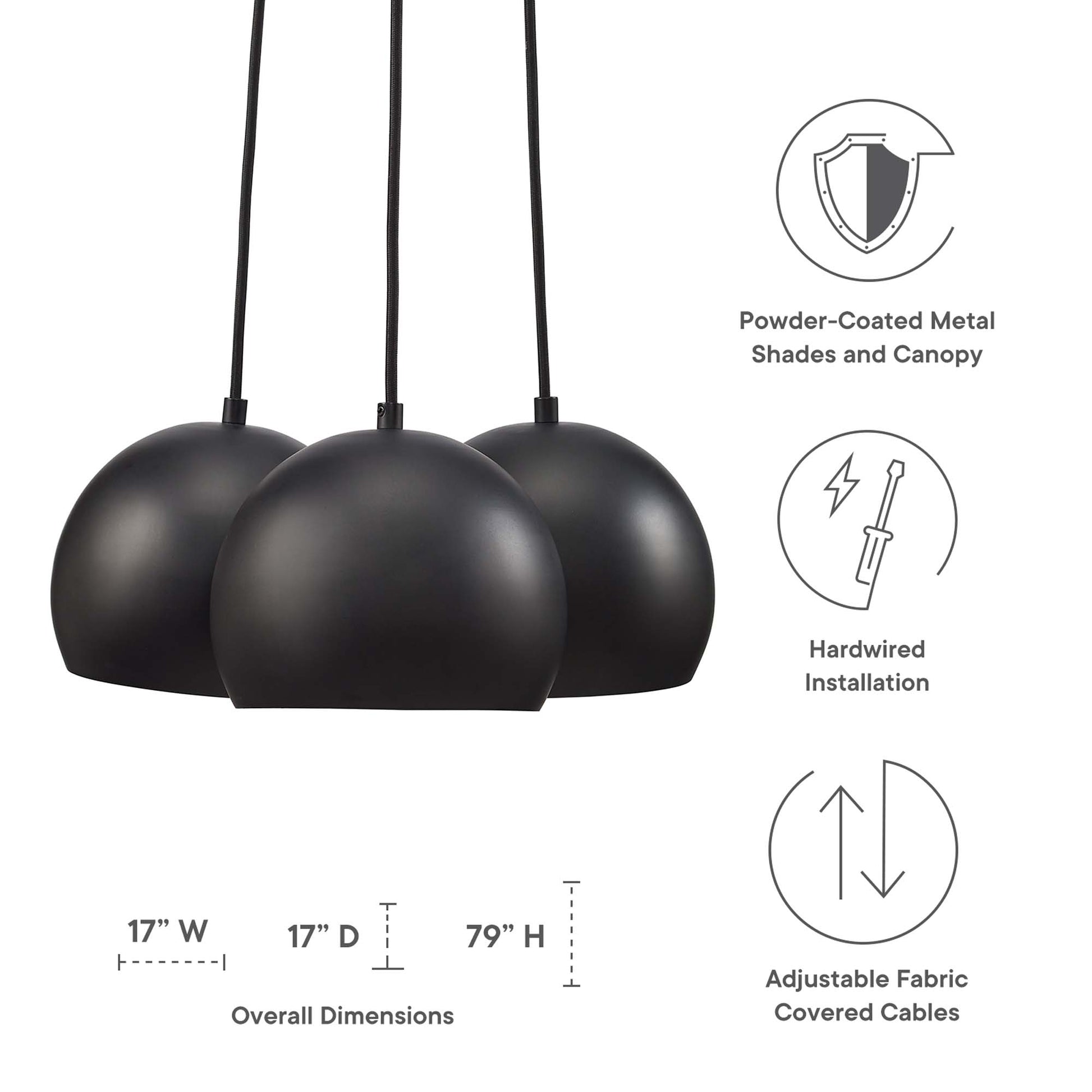 Chalice 3-Light Metal Pendant - Satin Brass