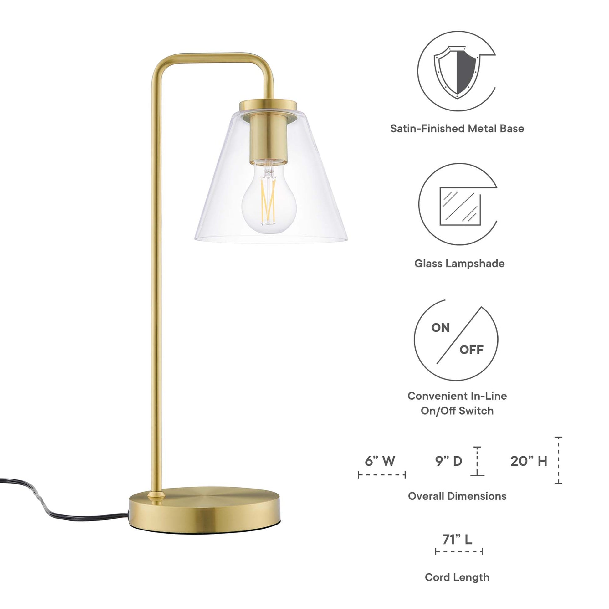Element Glass Table Lamp - Satin Nickel