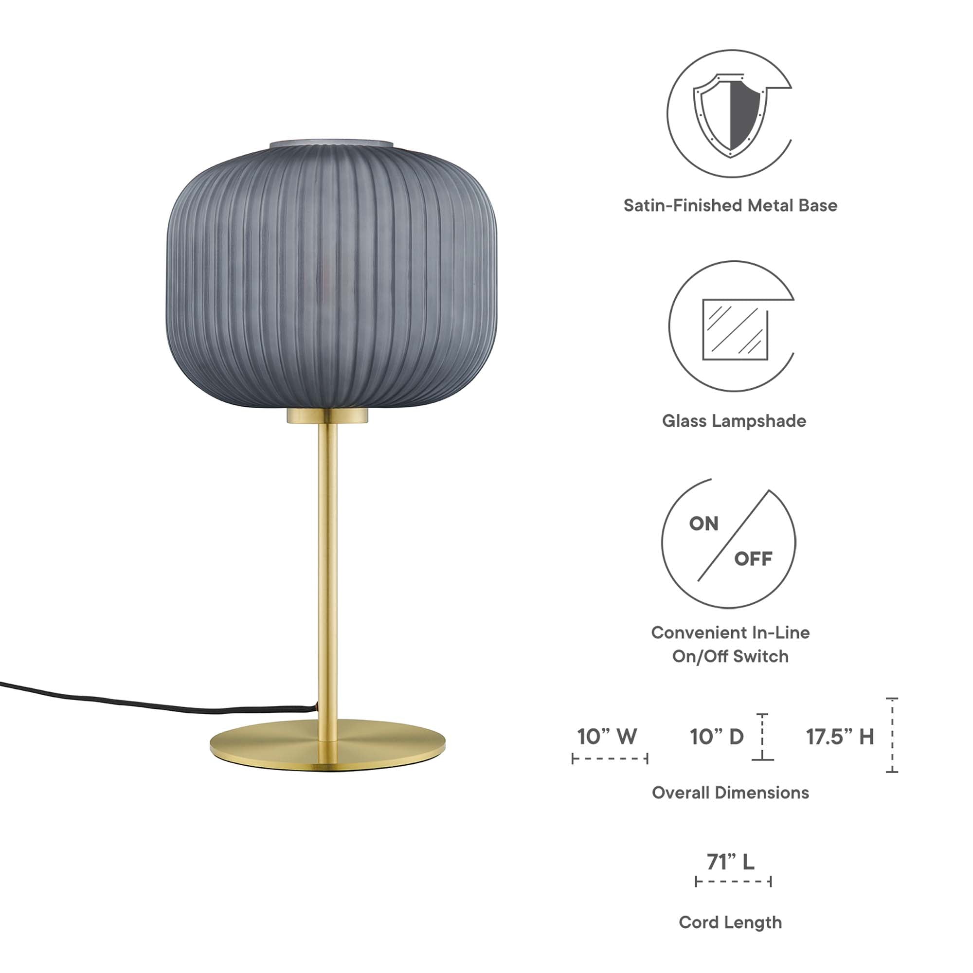 Reprise Glass Sphere Glass and Metal Table Lamp - White Satin Brass