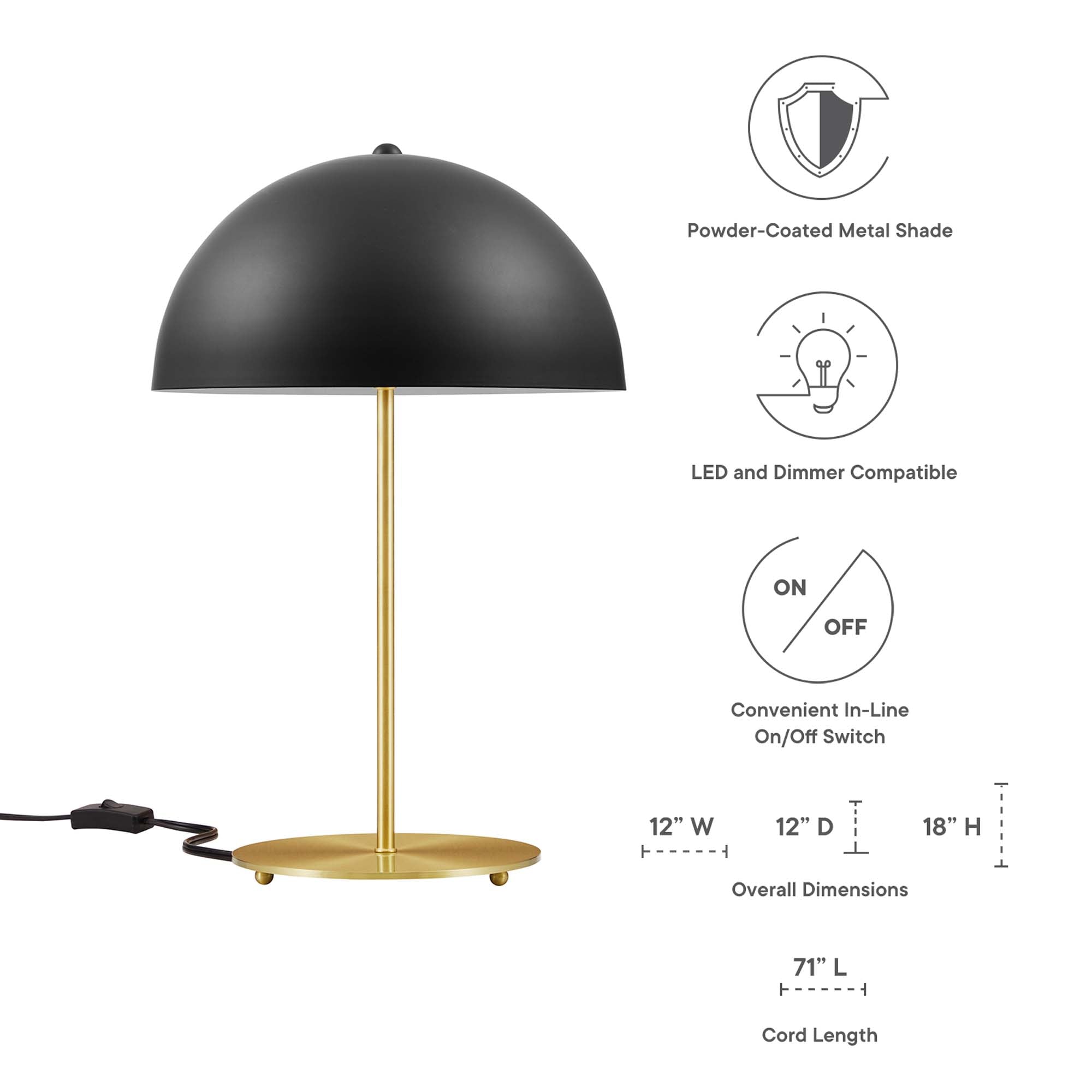 Ideal Metal Table Lamp - Gray Satin Brass
