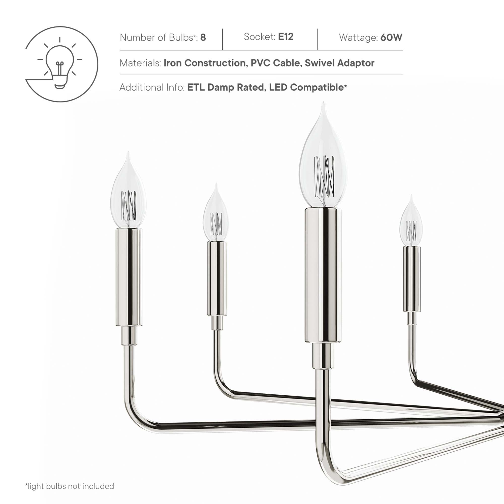 Rekindle 8-Light Chandelier - Satin Brass