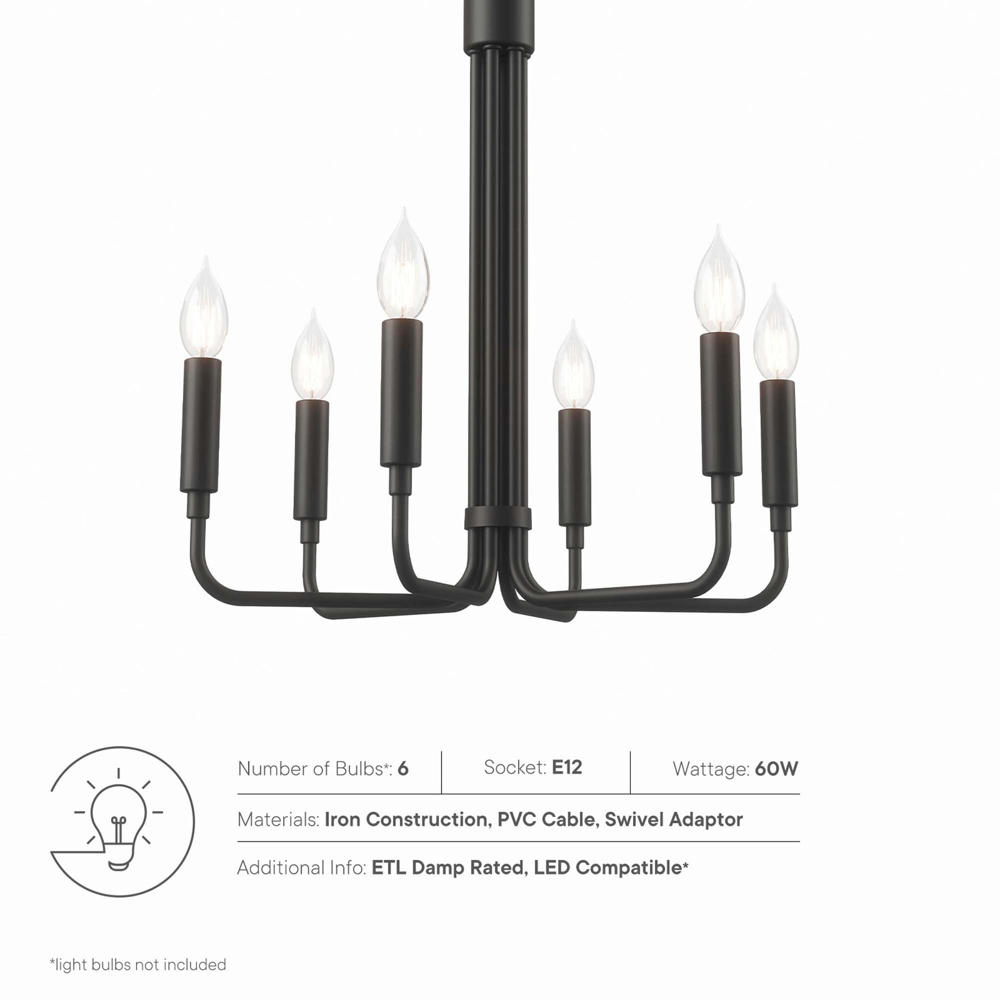 Rekindle 6-Light Chandelier - Polished Nickel