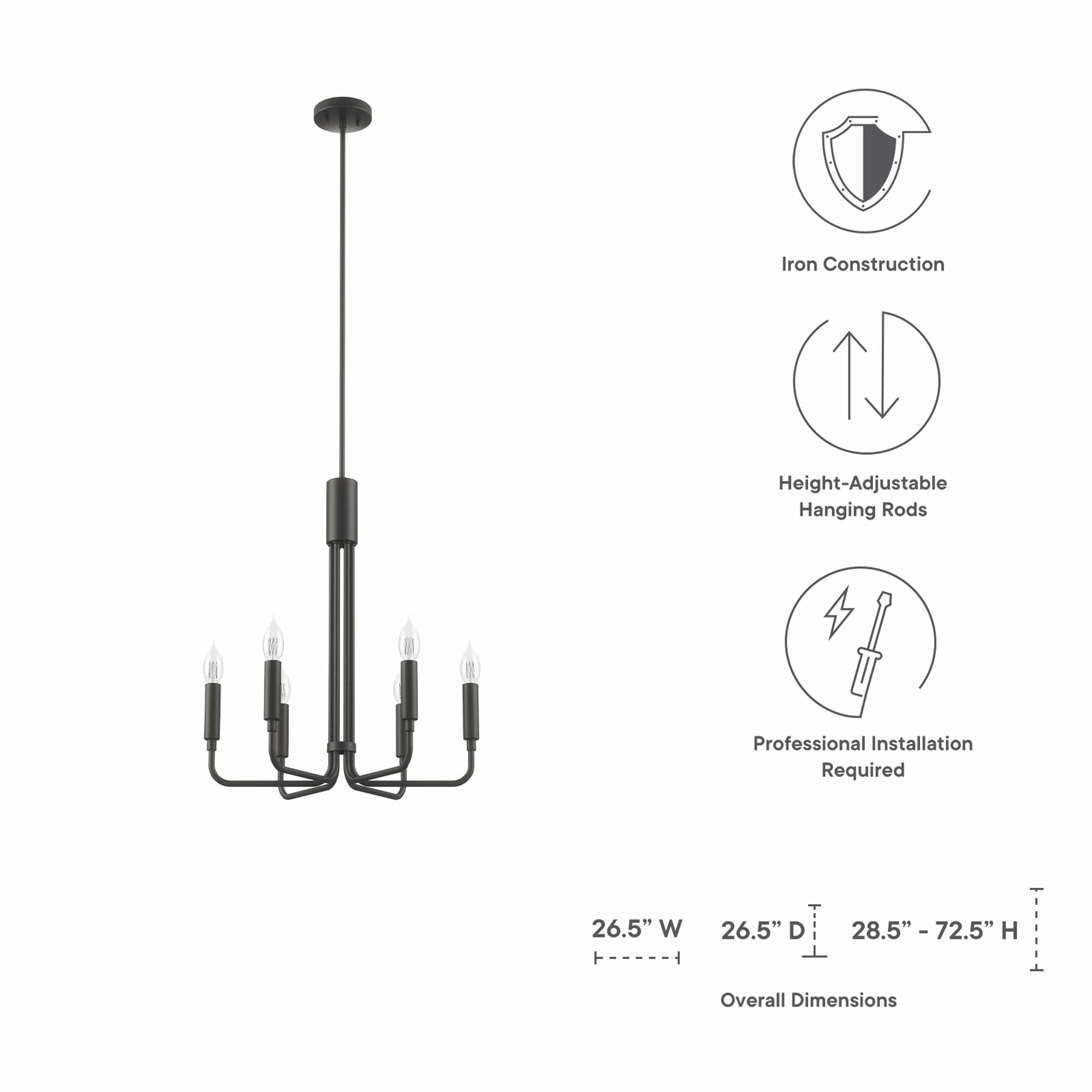 Rekindle 6-Light Chandelier - Satin Brass