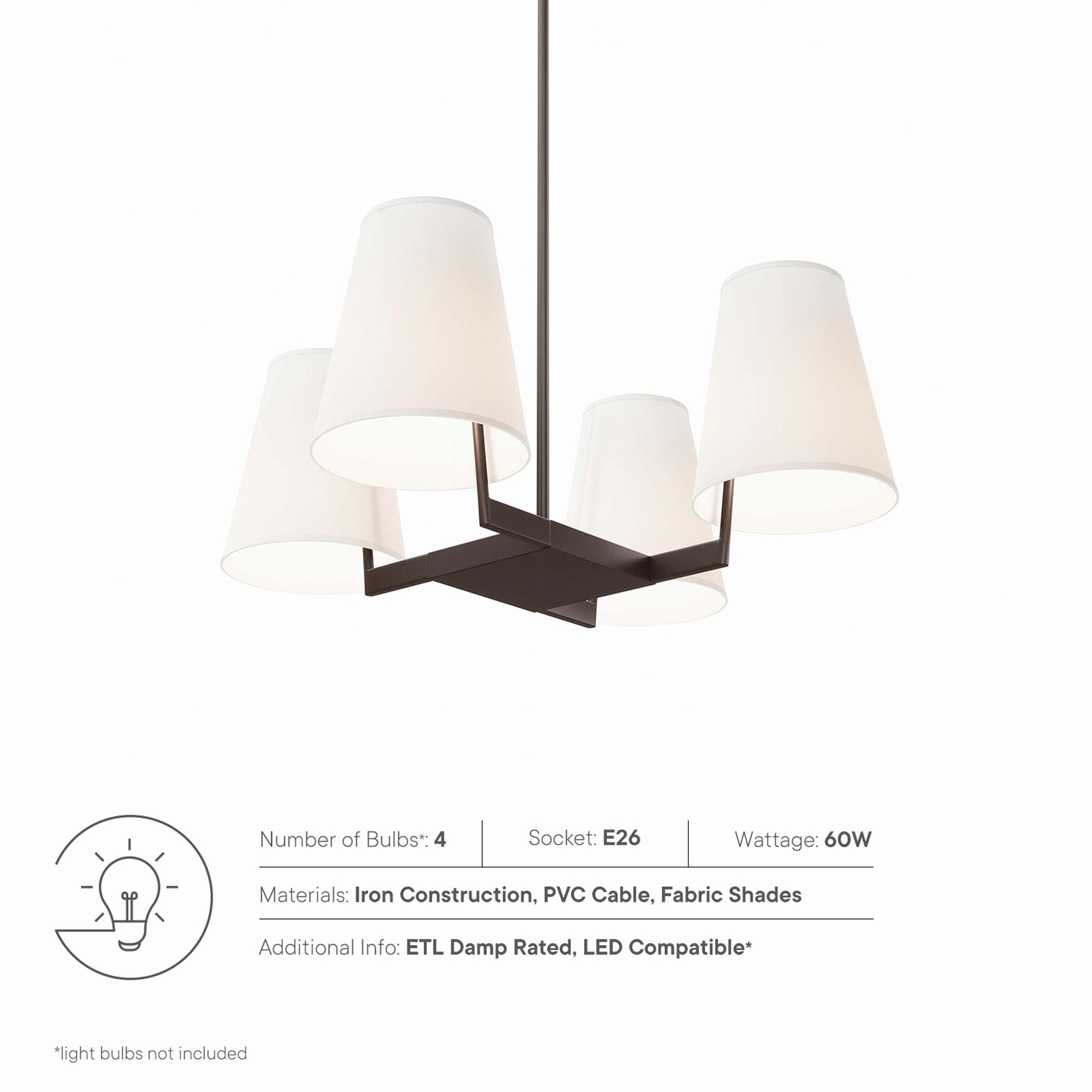 Mercer 4-Light Pendant Light - White Satin Brass
