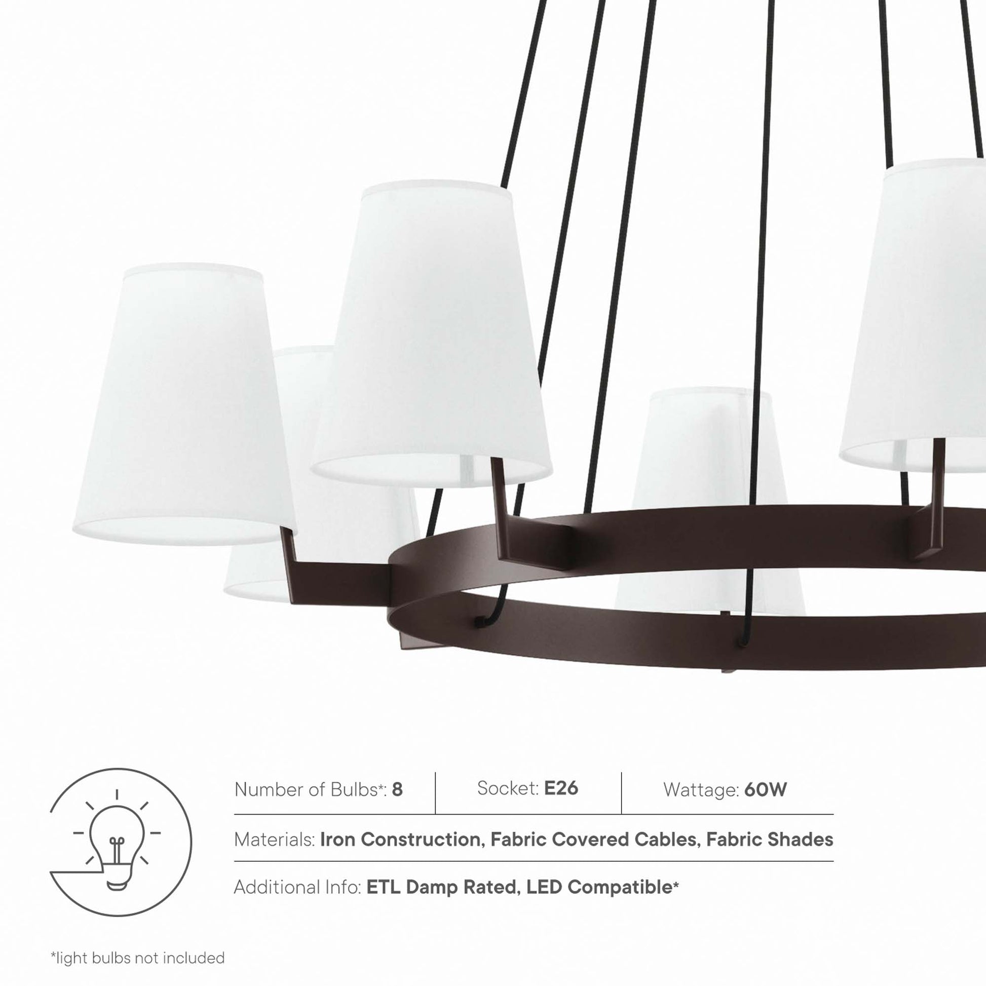 Surround 8-Light Chandelier - White Satin Brass