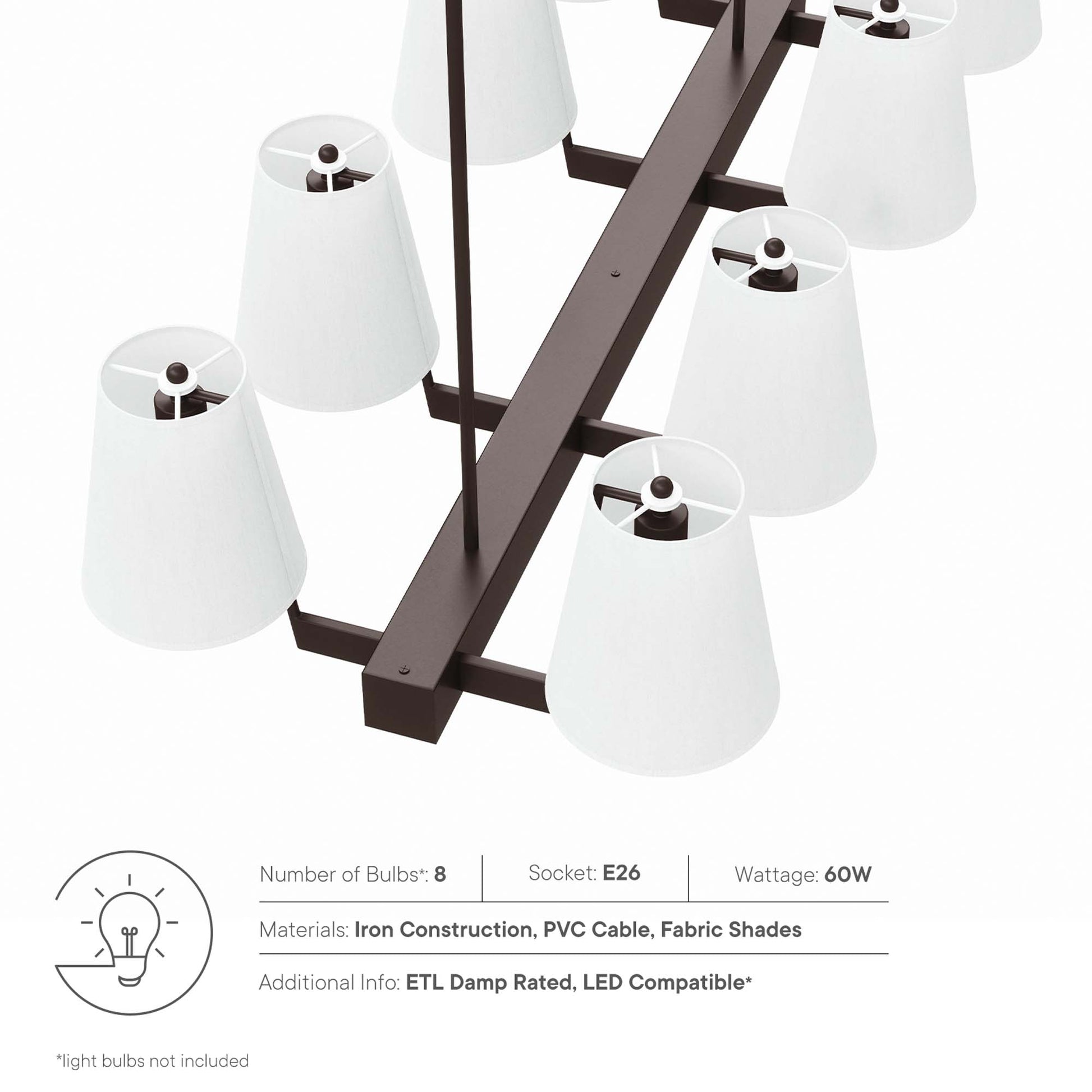 Enthrall 8-Light Chandelier - White Satin Brass
