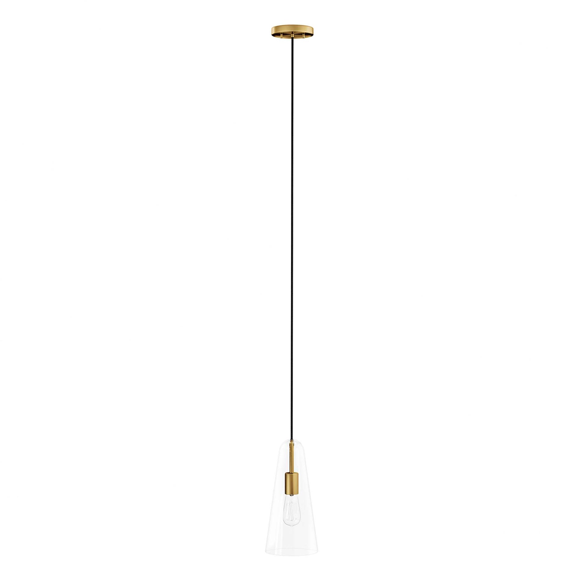 Beacon 1-Light Pendant Light - Clear Satin Brass