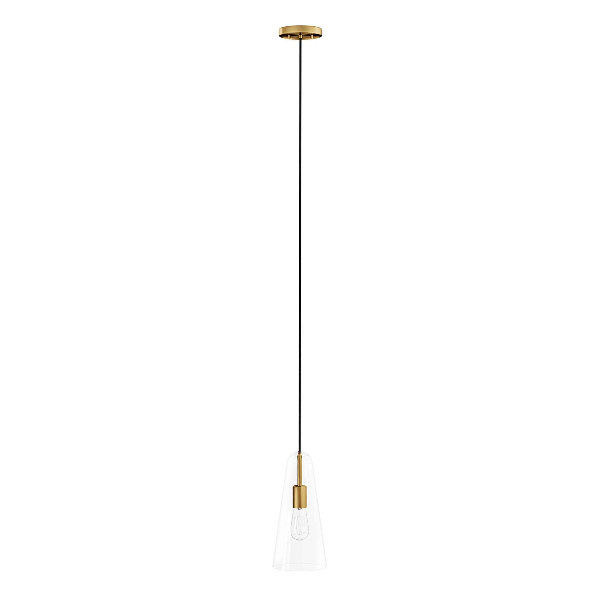 Beacon 1-Light Pendant Light - Clear Satin Brass