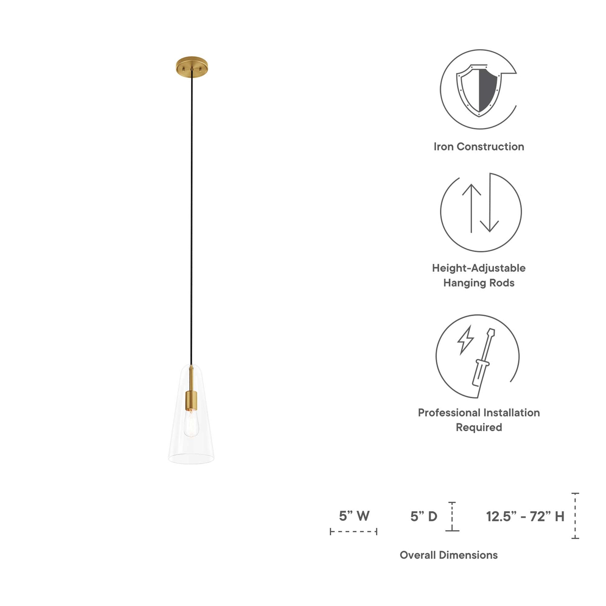 Beacon 1-Light Pendant Light - Opal Satin Brass