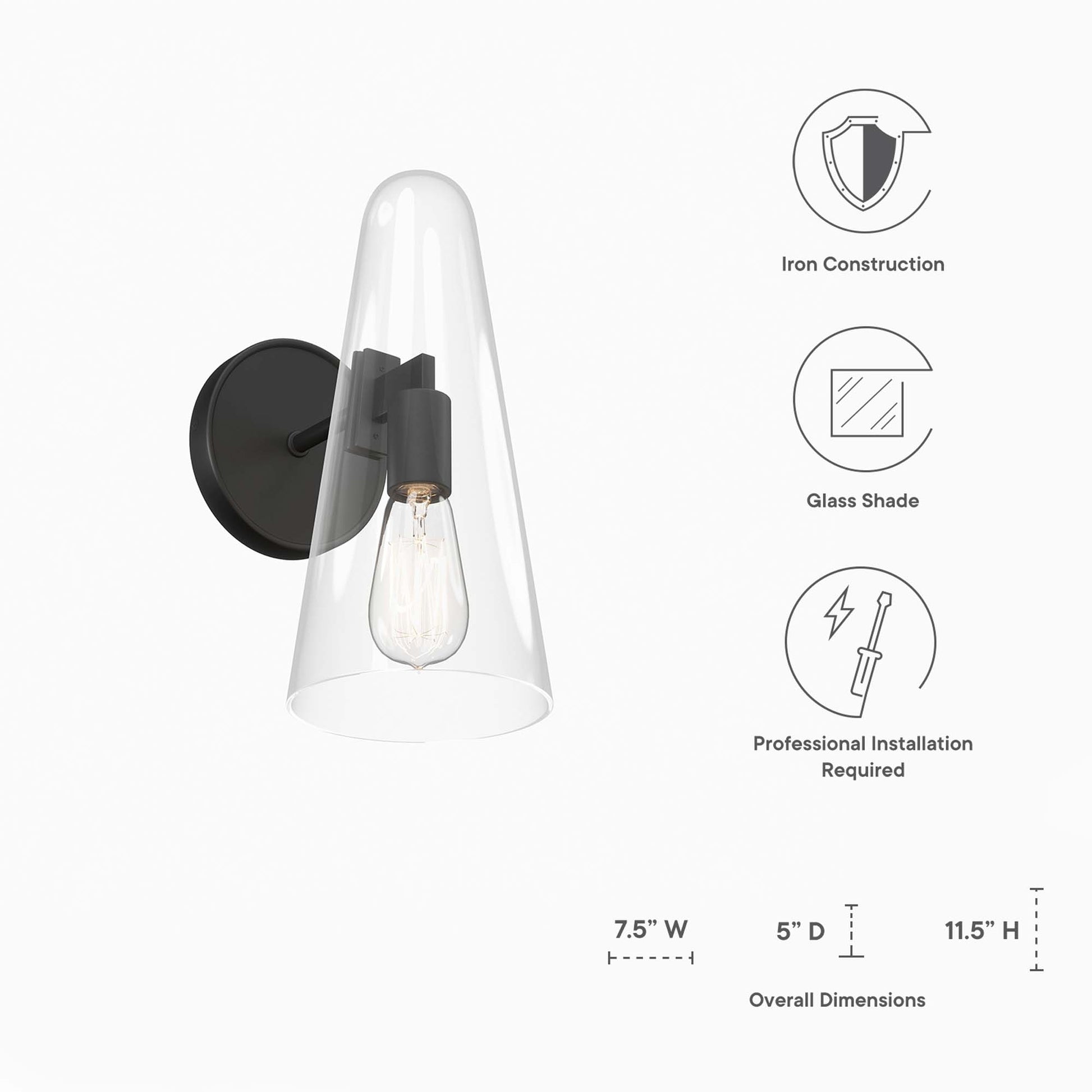 Beacon 1-Light Wall Sconce - Clear Satin Brass