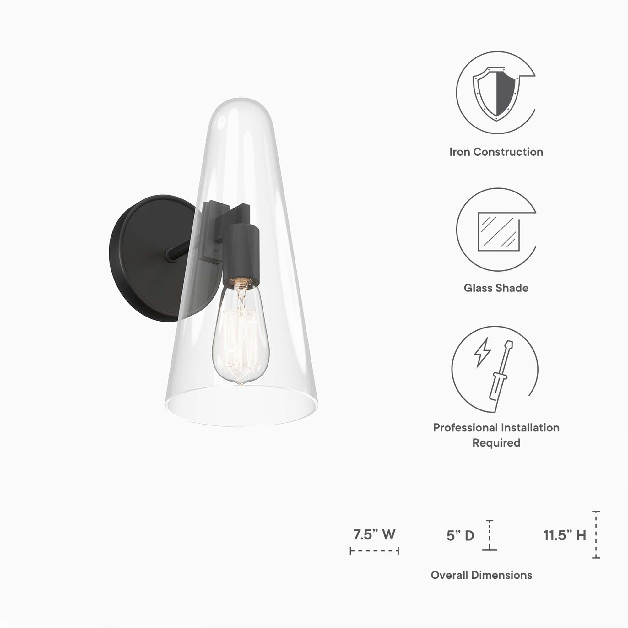 Beacon 1-Light Wall Sconce - Clear Satin Brass