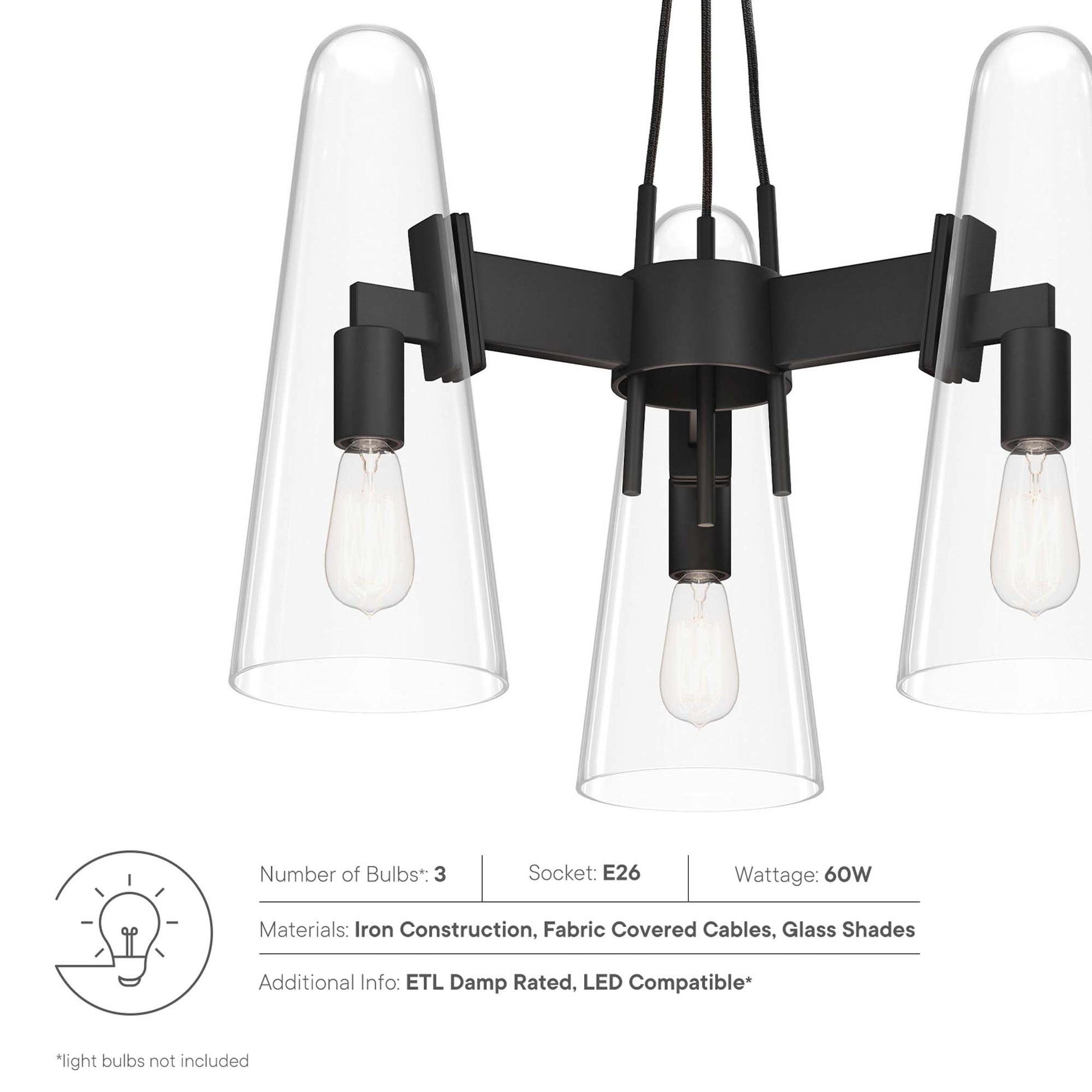 Beacon 3-Light Pendant Light - Clear Satin Brass
