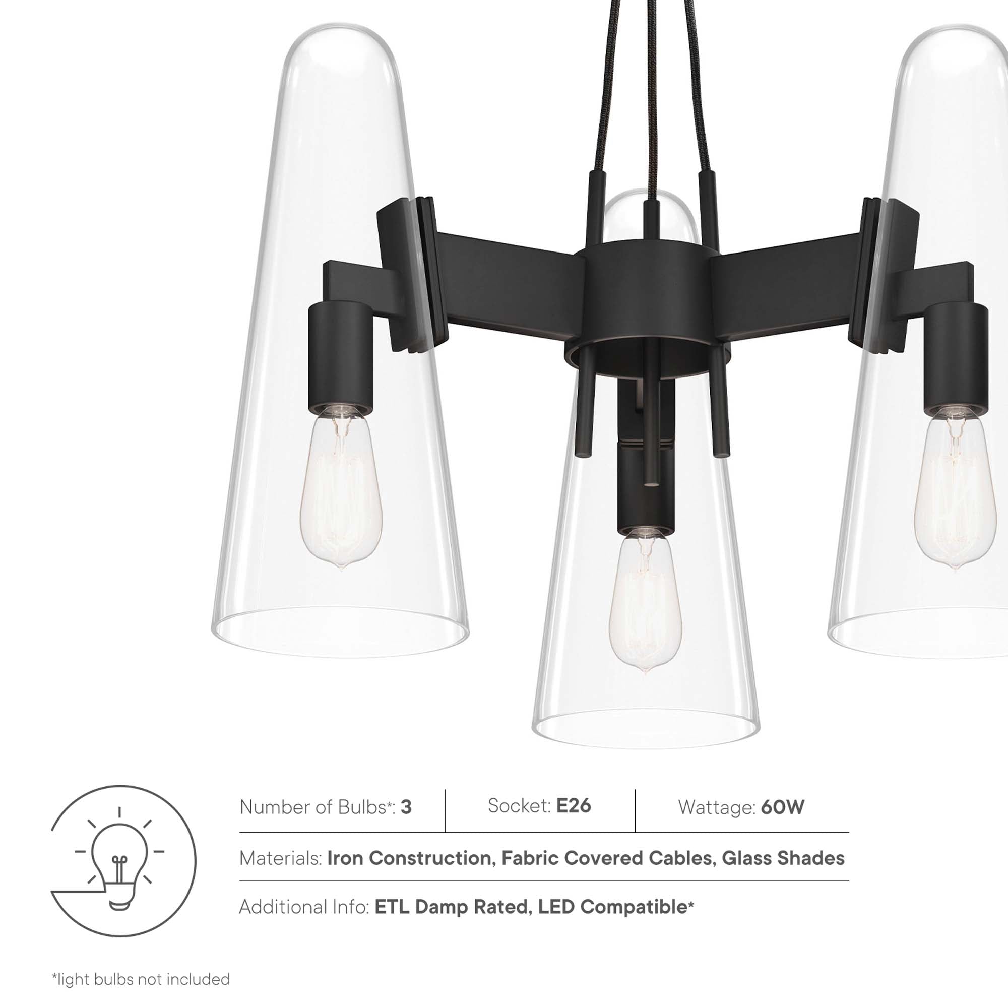 Beacon 3-Light Pendant Light - Clear Satin Brass