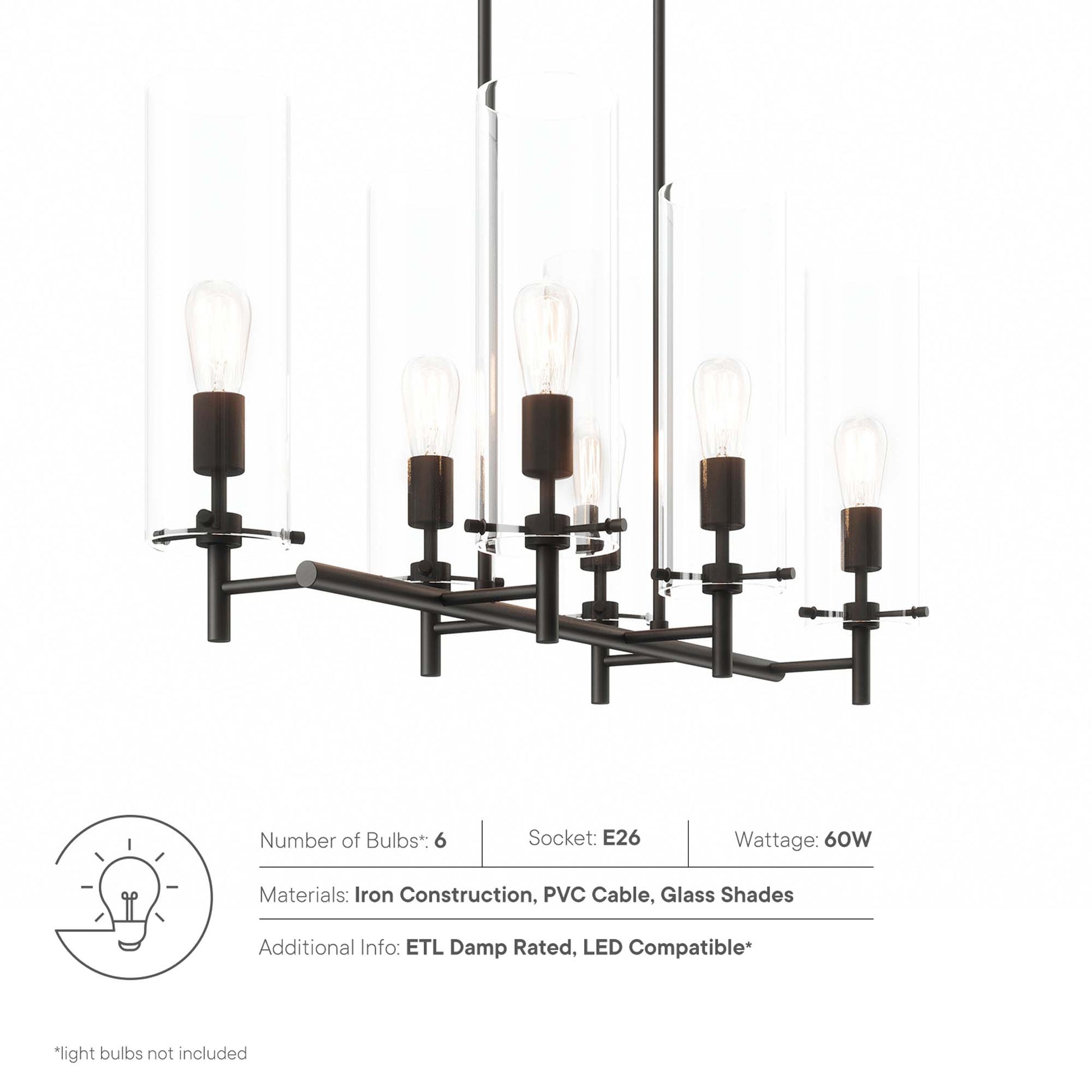 Skylark 6-Light Chandelier - Clear Satin Brass