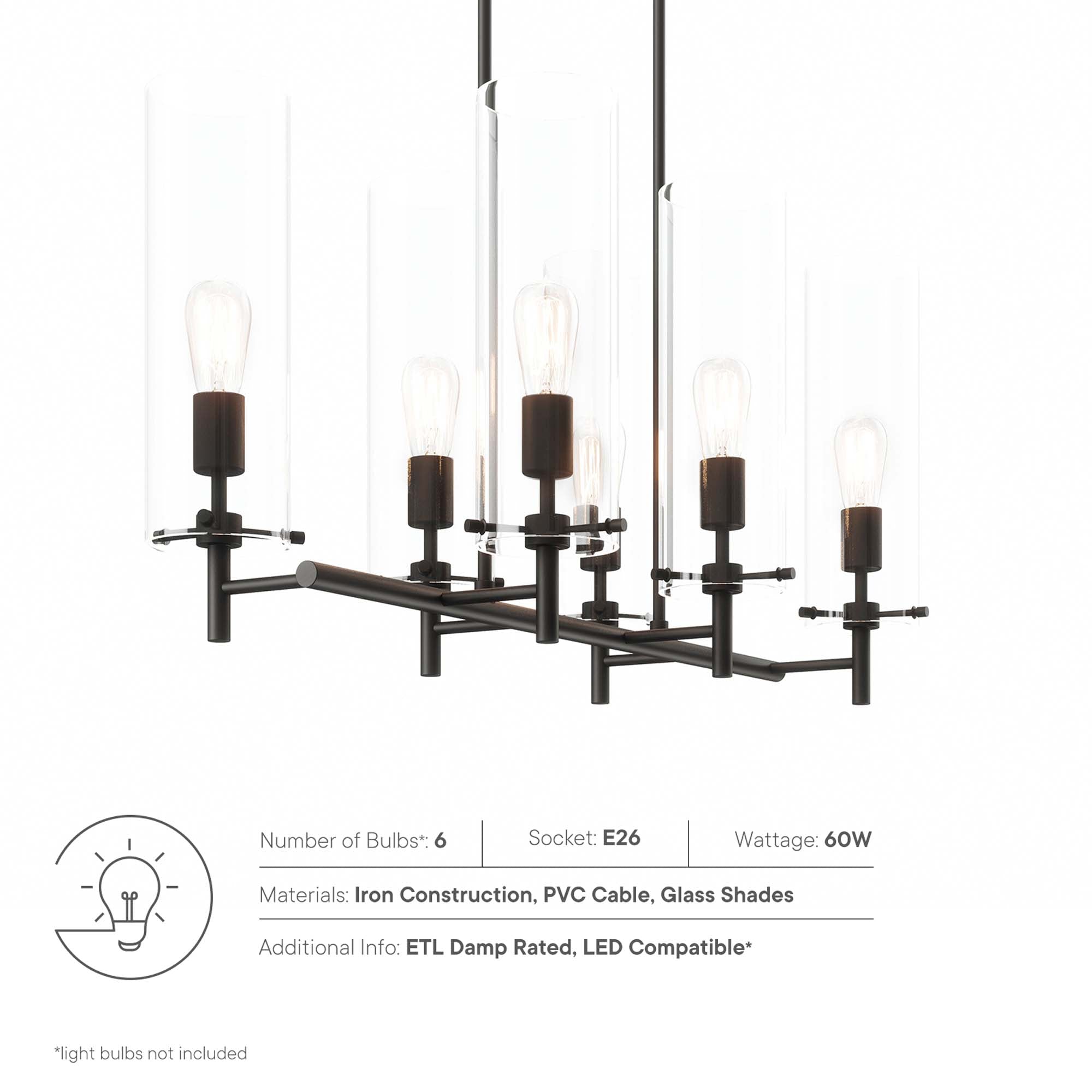 Skylark 6-Light Chandelier - Clear Satin Brass