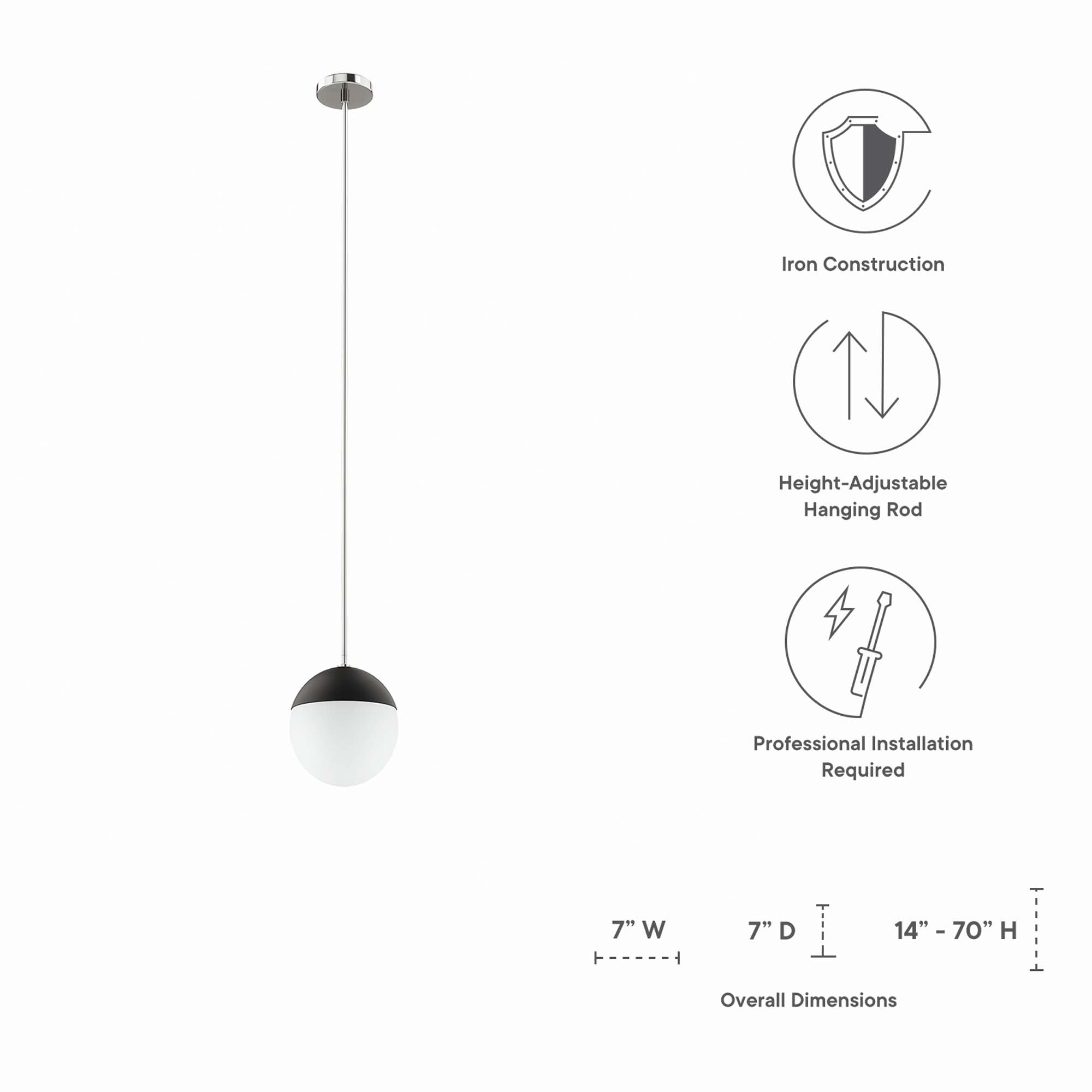 Stellar 1-Light Pendant Light - Opal Satin Brass