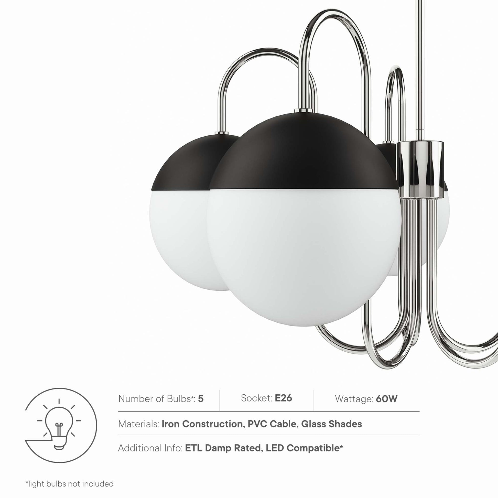 Stellar 5-Light Chandelier - Opal Satin Brass