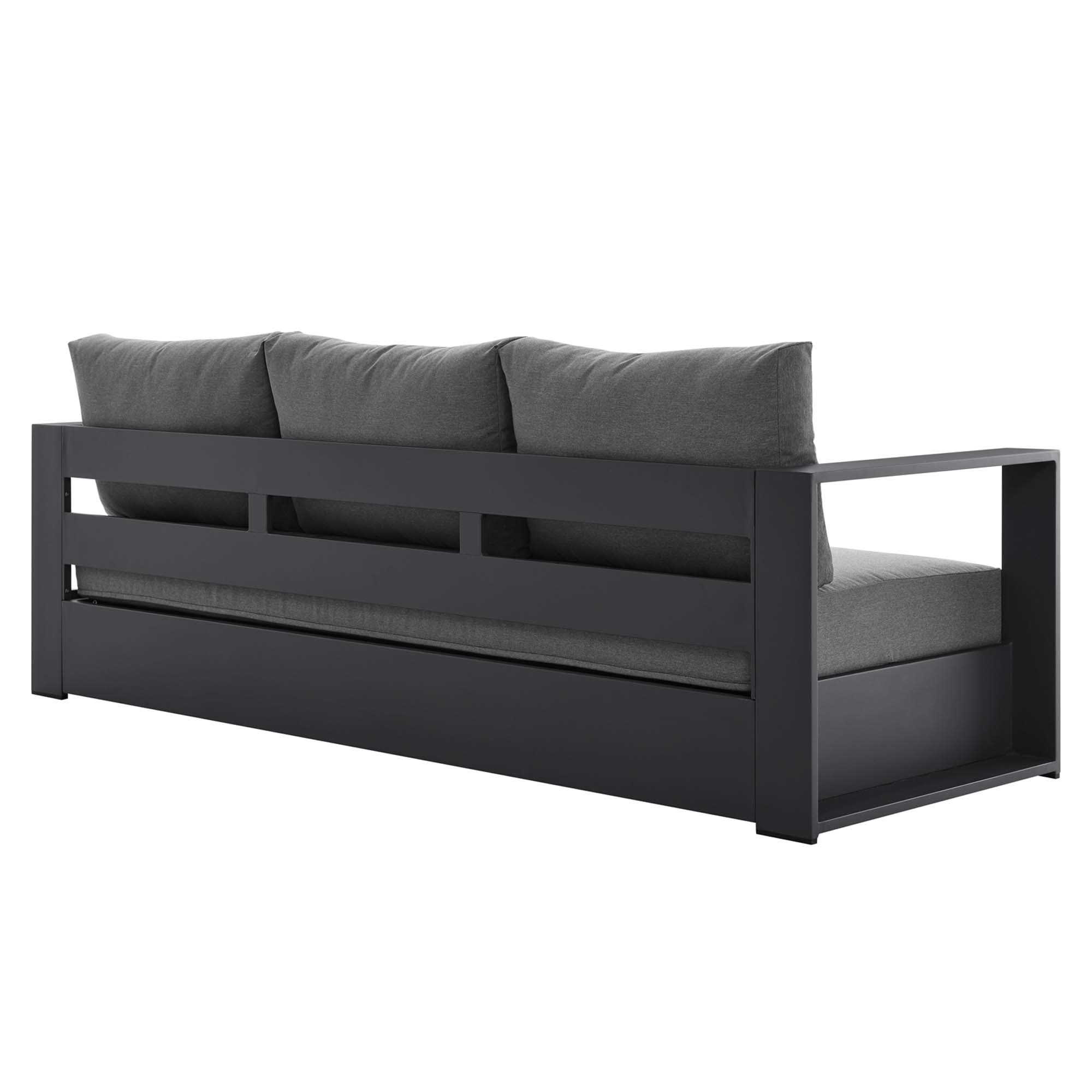 Tahoe Outdoor Patio Powder-Coated Aluminum Sofa - White Charcoal
