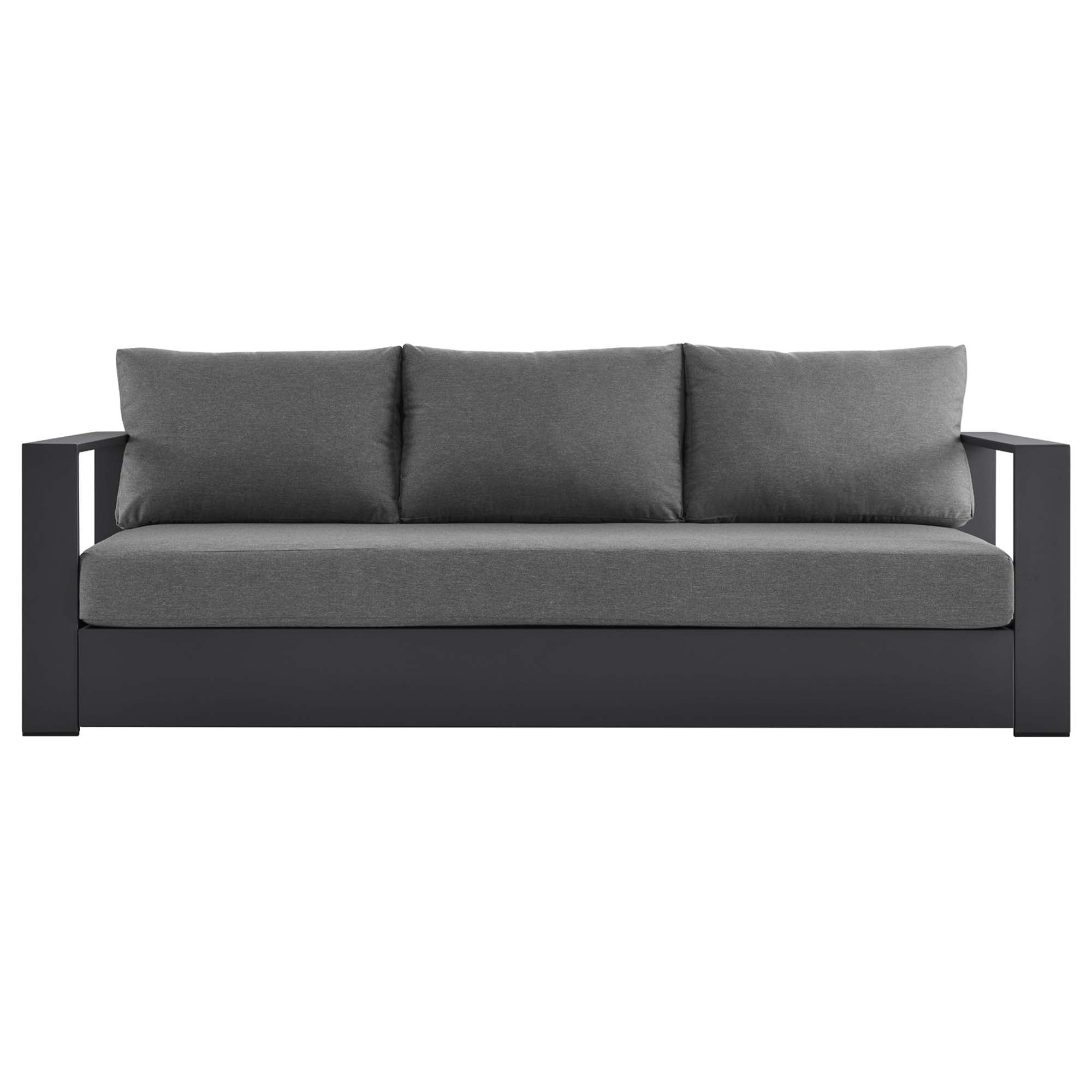 Tahoe Outdoor Patio Powder-Coated Aluminum Sofa - White Gray
